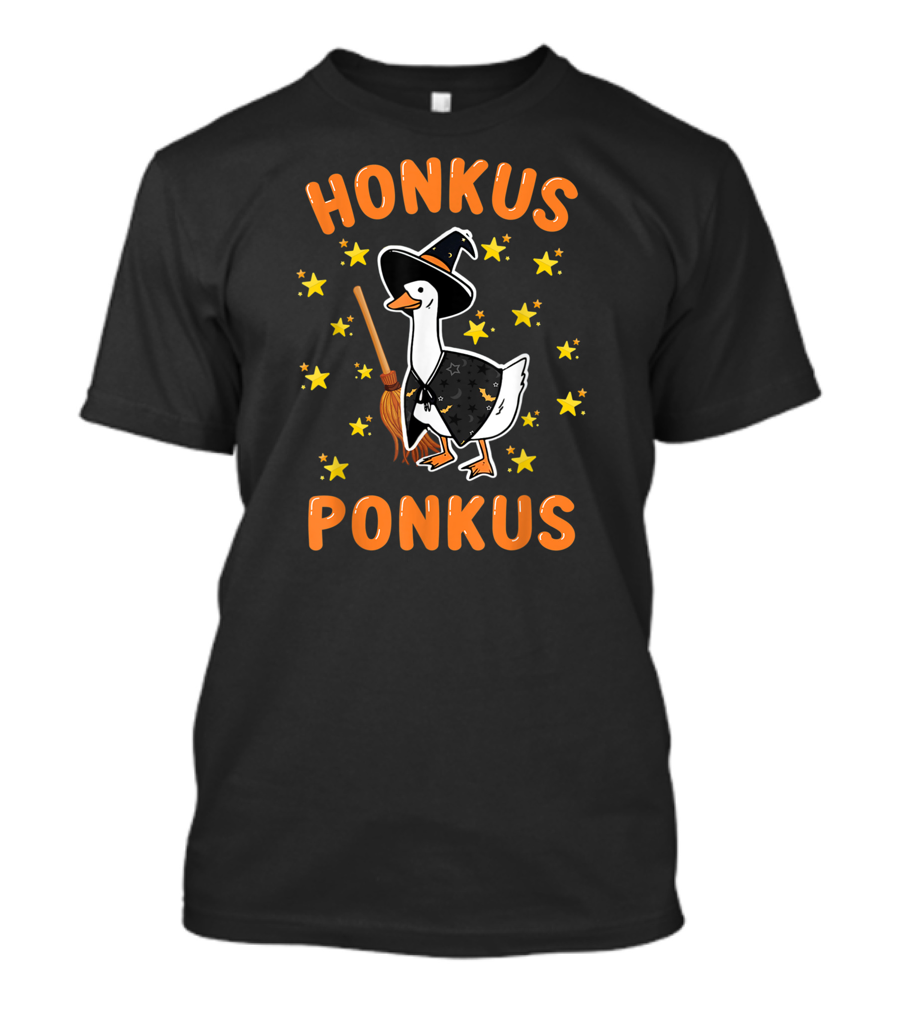 Honkus Ponkus Witch Goose Halloween Magic Stars Broom T-Shirt