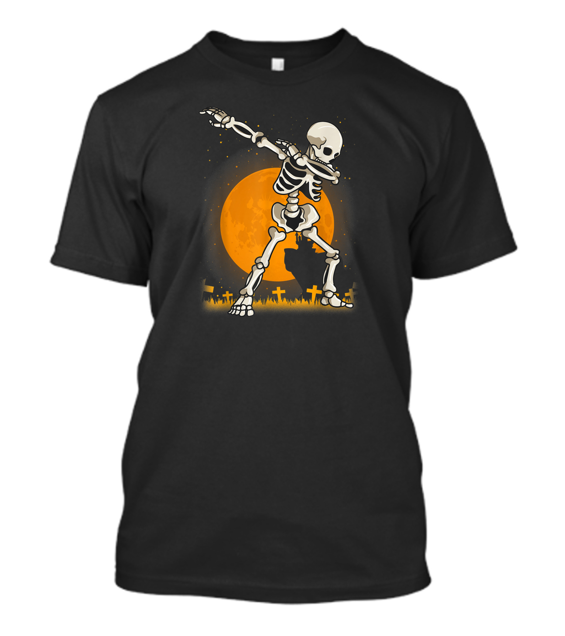 Dabbing Skeleton Dab Best Costume Halloween Moon Graveyard T-Shirt