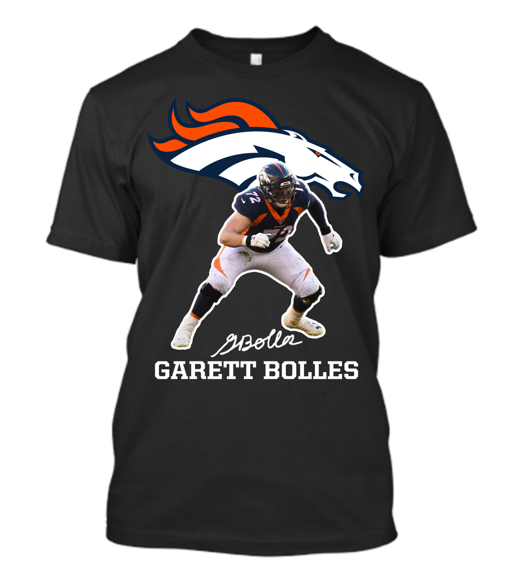 Denver Broncos Garett Bolles Signature Football Player T-Shirt
