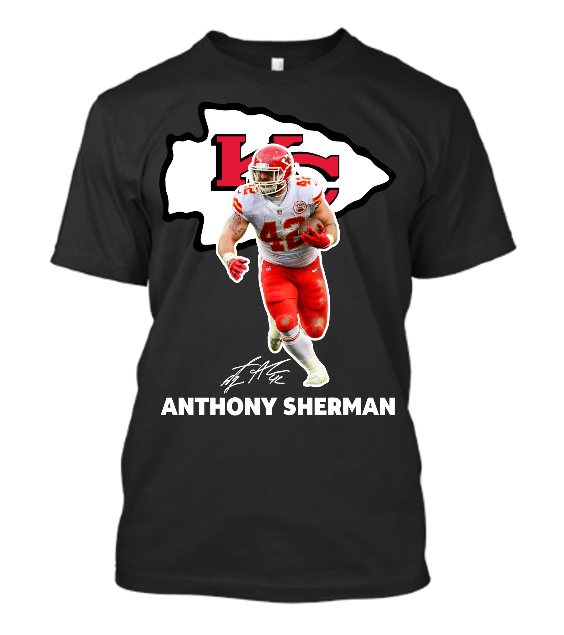 ANTHONY SHERMAN KANSAS CITY CHIEFS 42 FOOTBALL PLAYER IMAGE T-Shirt