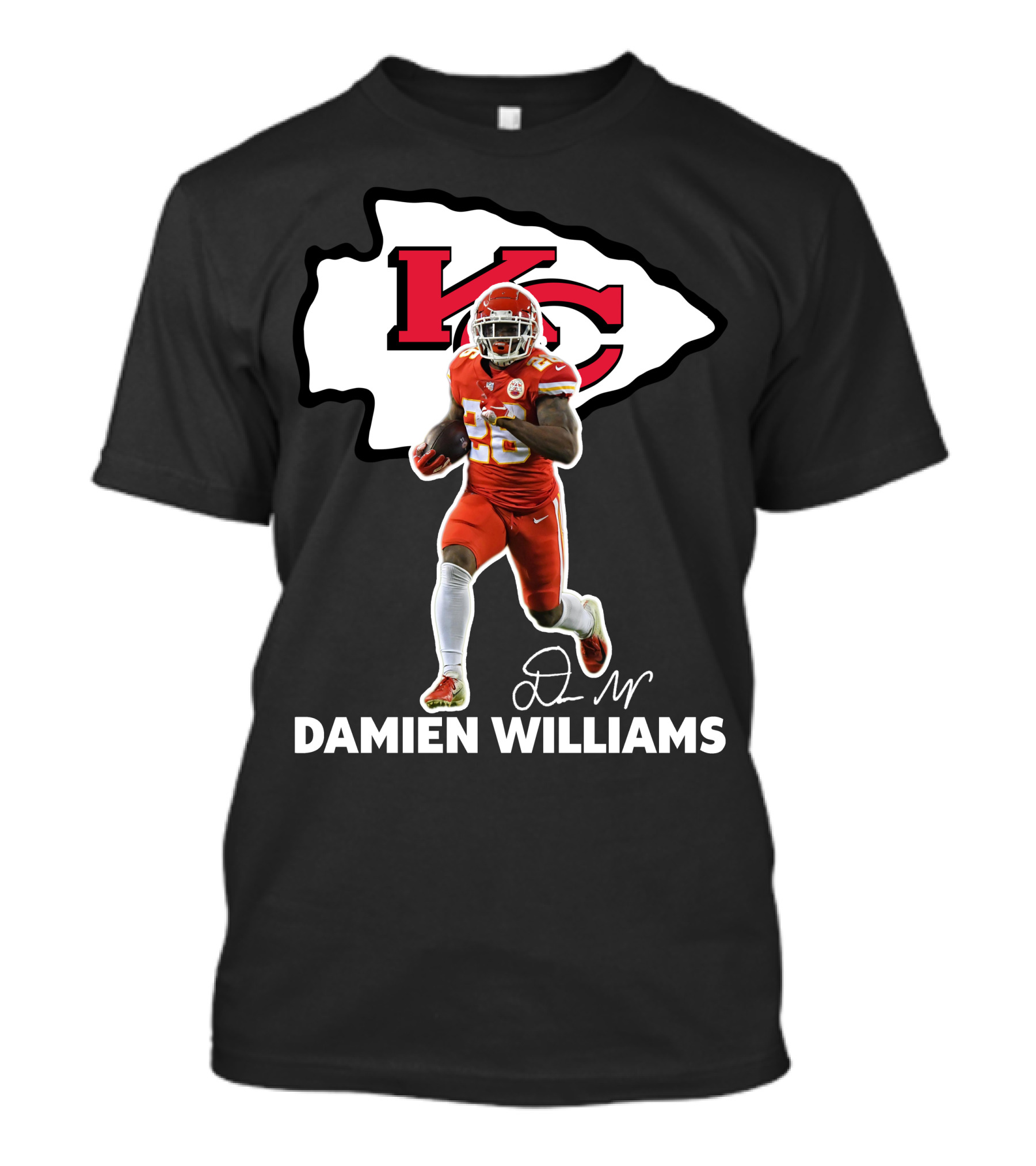 Kansas City Chiefs Damien Williams Football Player Action Signature T-Shirt