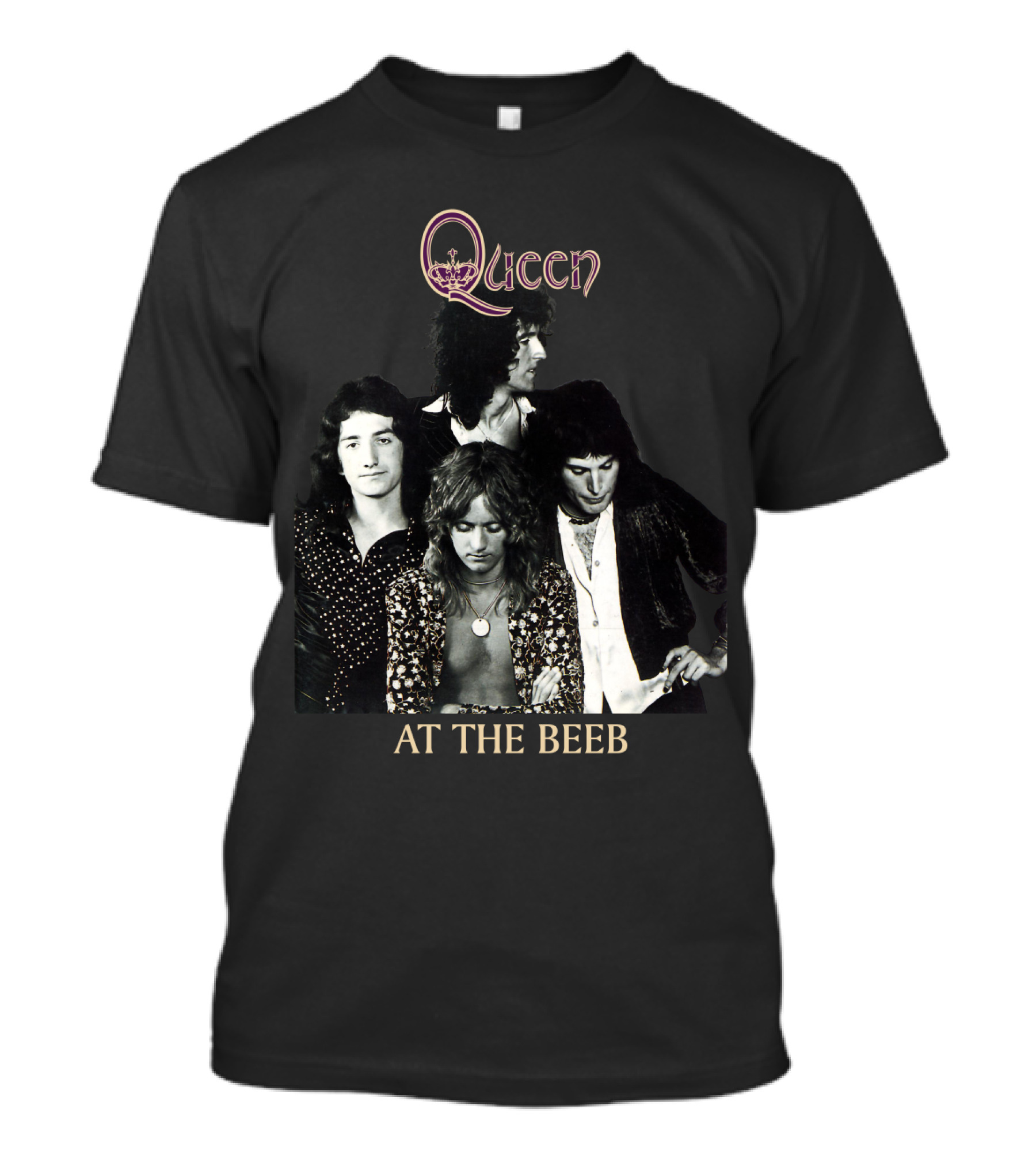 Queen At The Beeb Band Members Black And White Photo T-Shirt