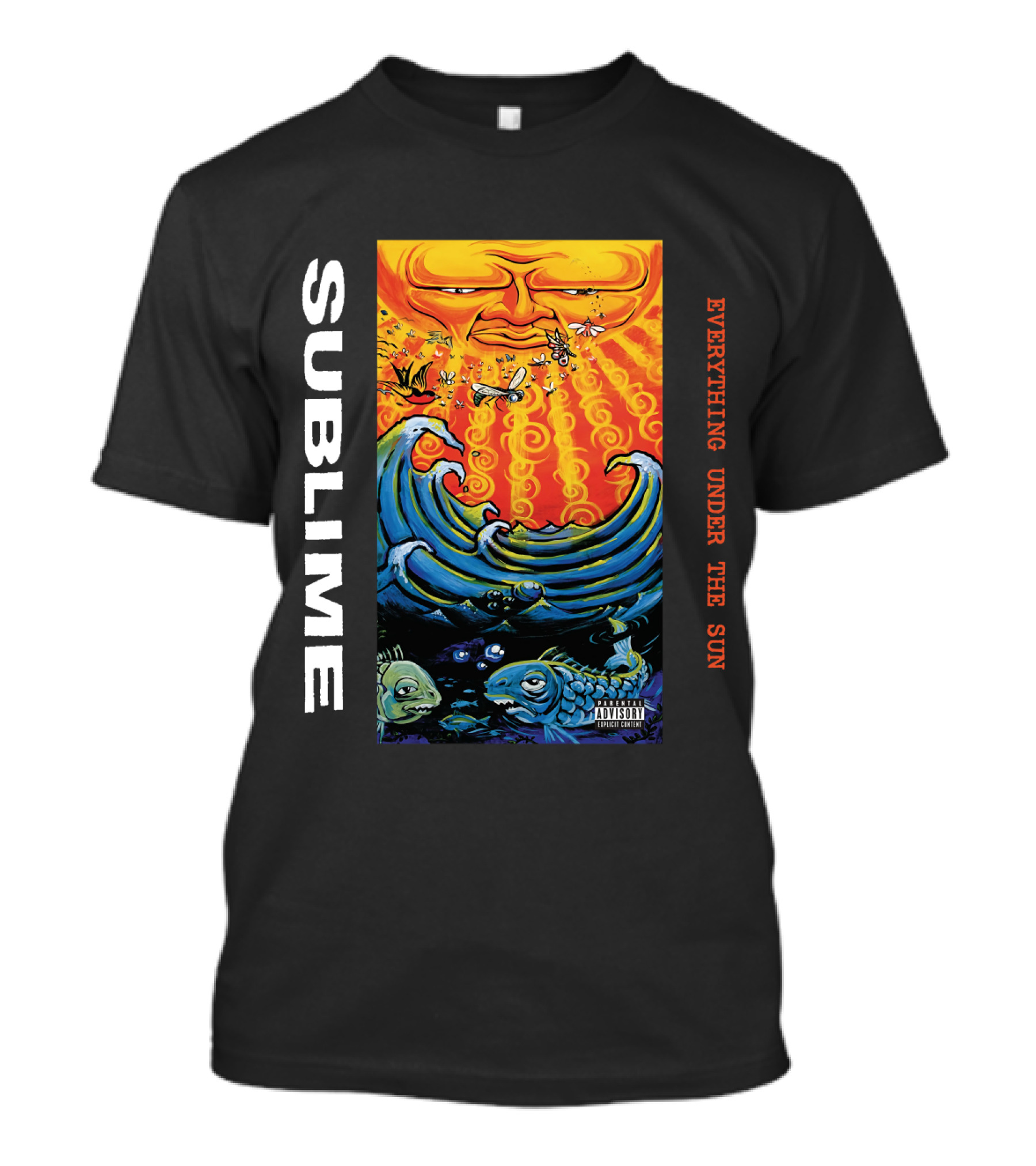 Sublime Everything Under The Sun Waves And Fish Artwork T-Shirt