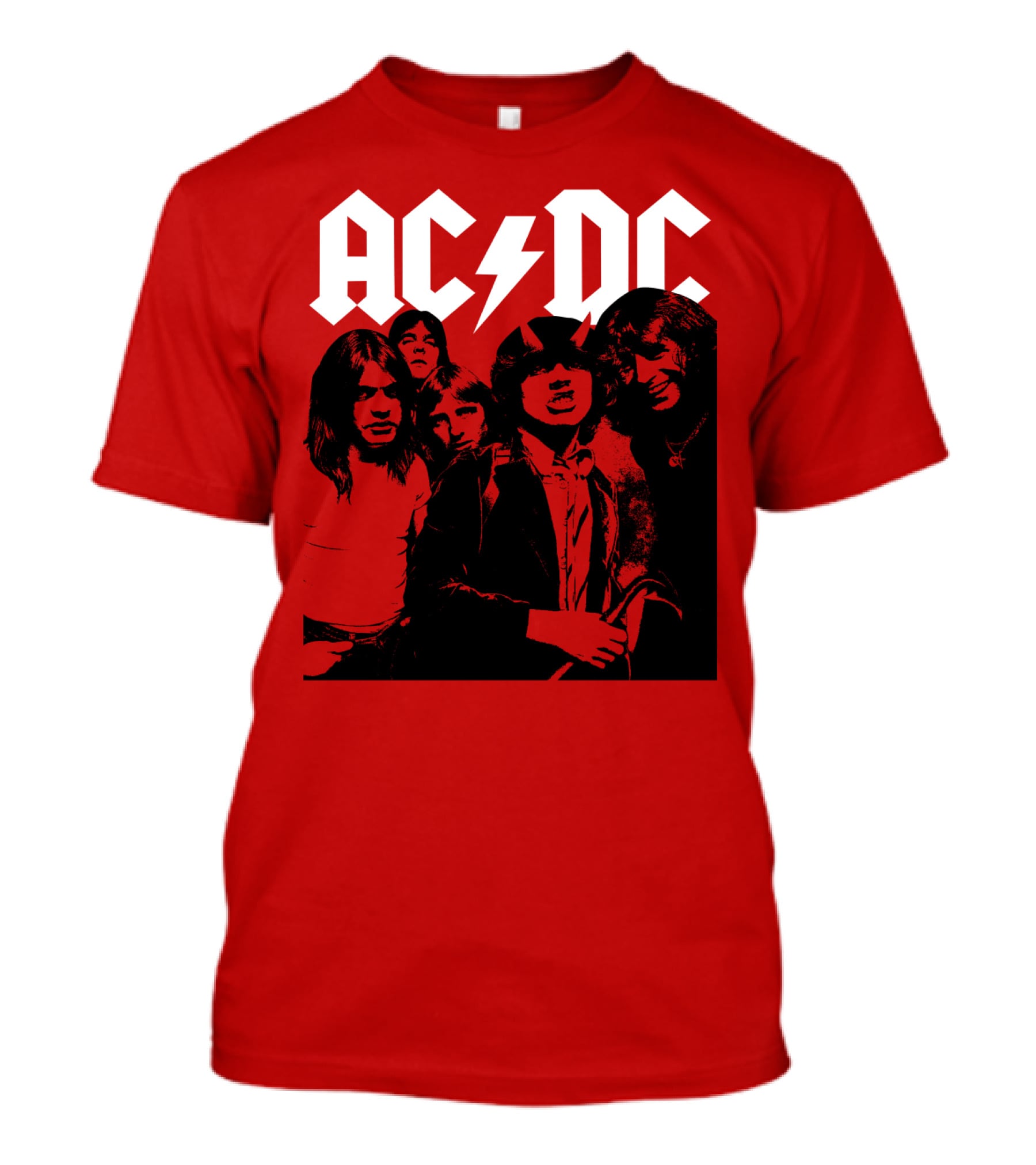 Acdc Band Classic Members Black And White Photo Vintage Style T-Shirt