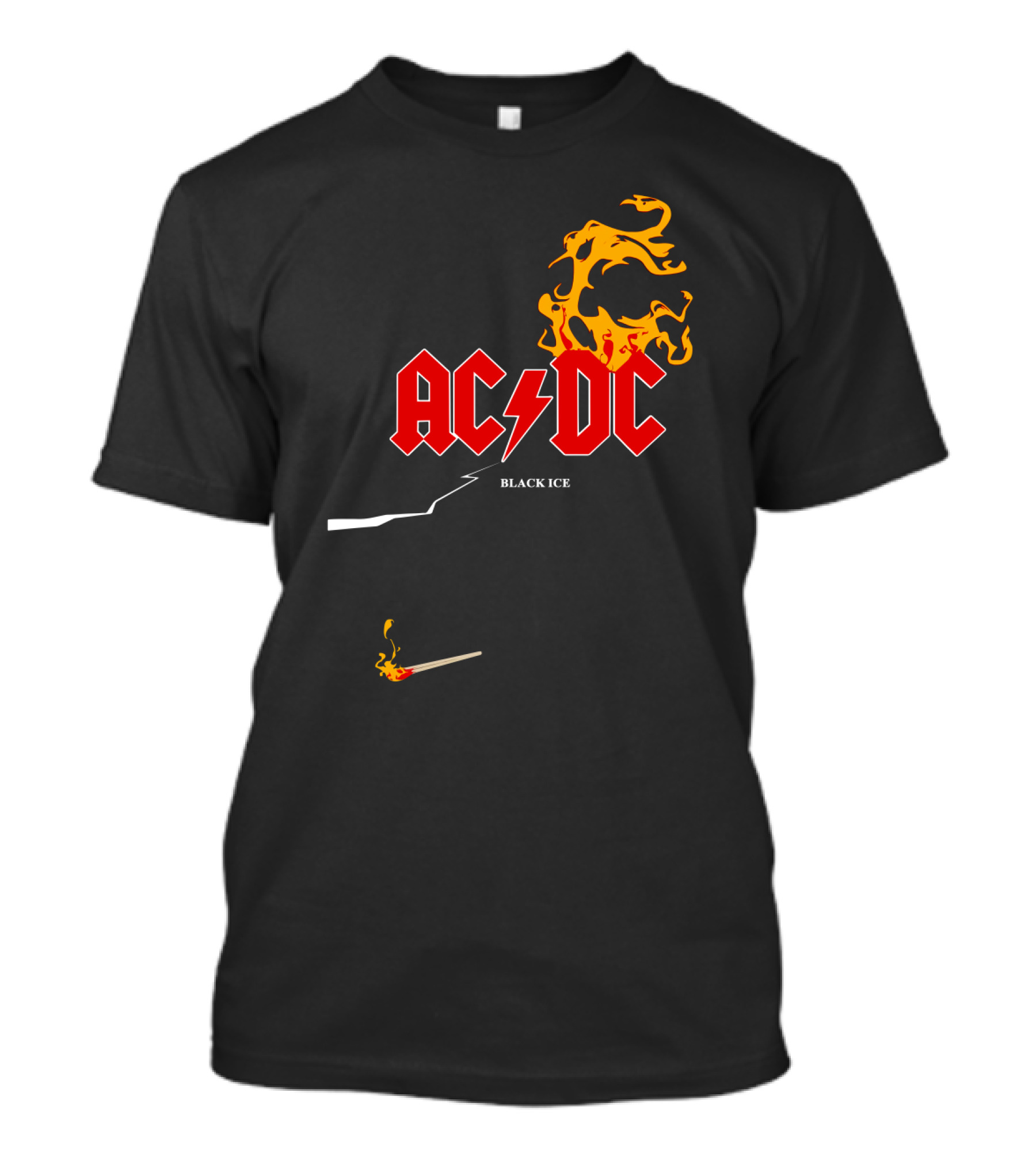 Acdc Black Ice Flame With Matchstick T-Shirt