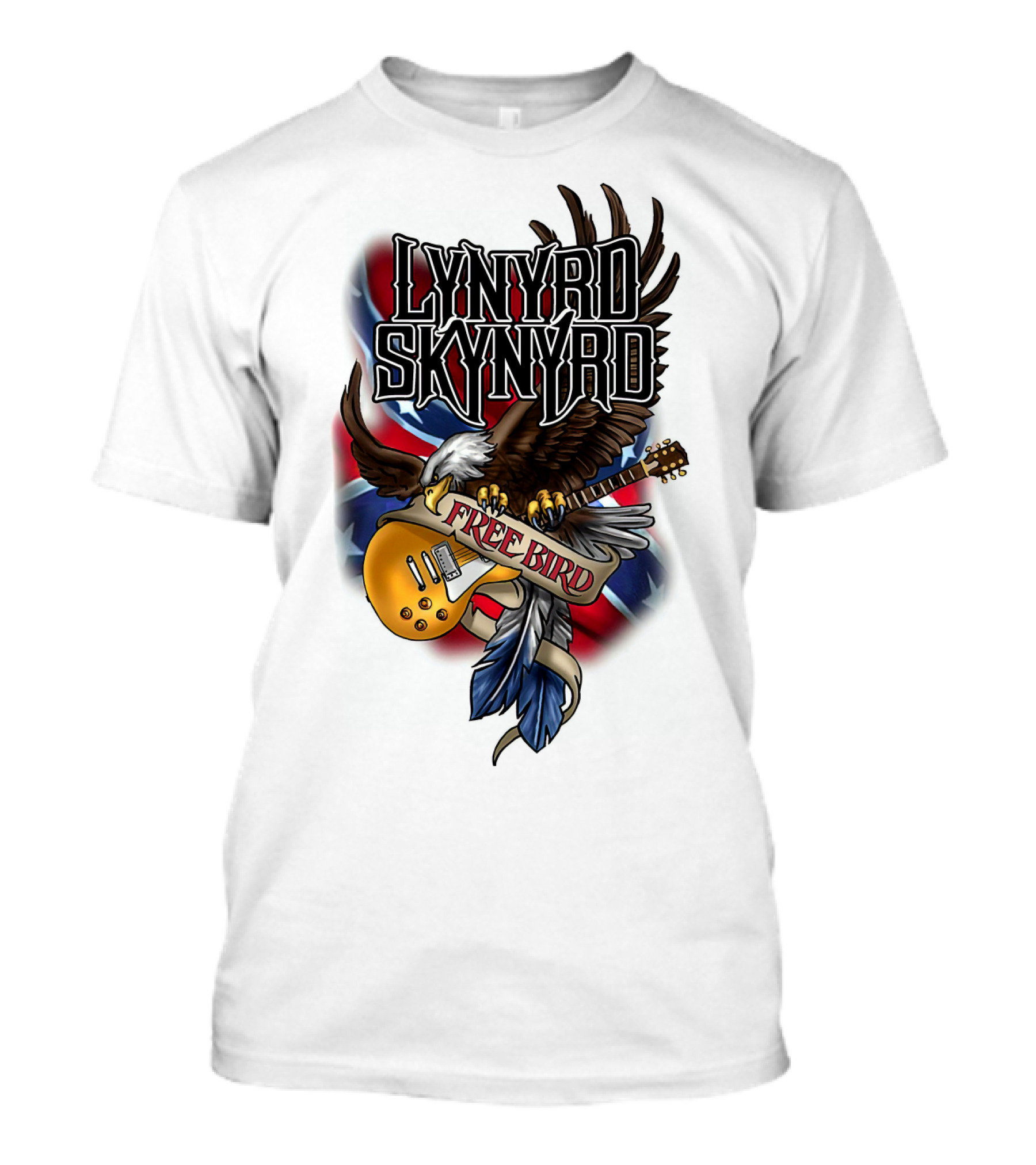 Lynyrd Skynyrd Free Bird Eagle With Guitar And Flags T-Shirt