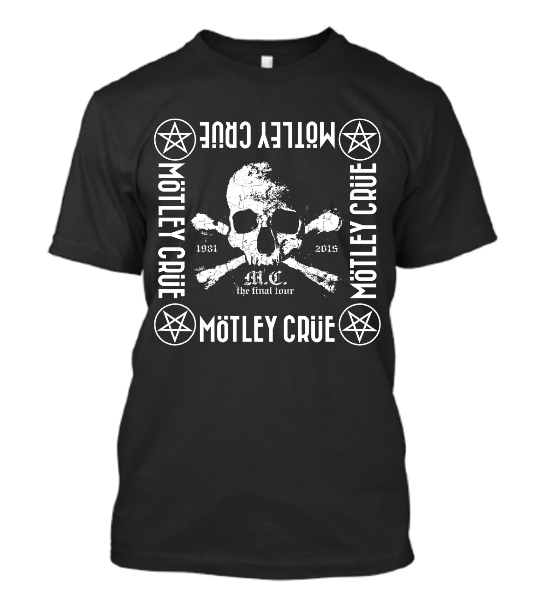 Mötley Crüe The Final Tour 1981-2015 Skull Pentagram Mc T-Shirt