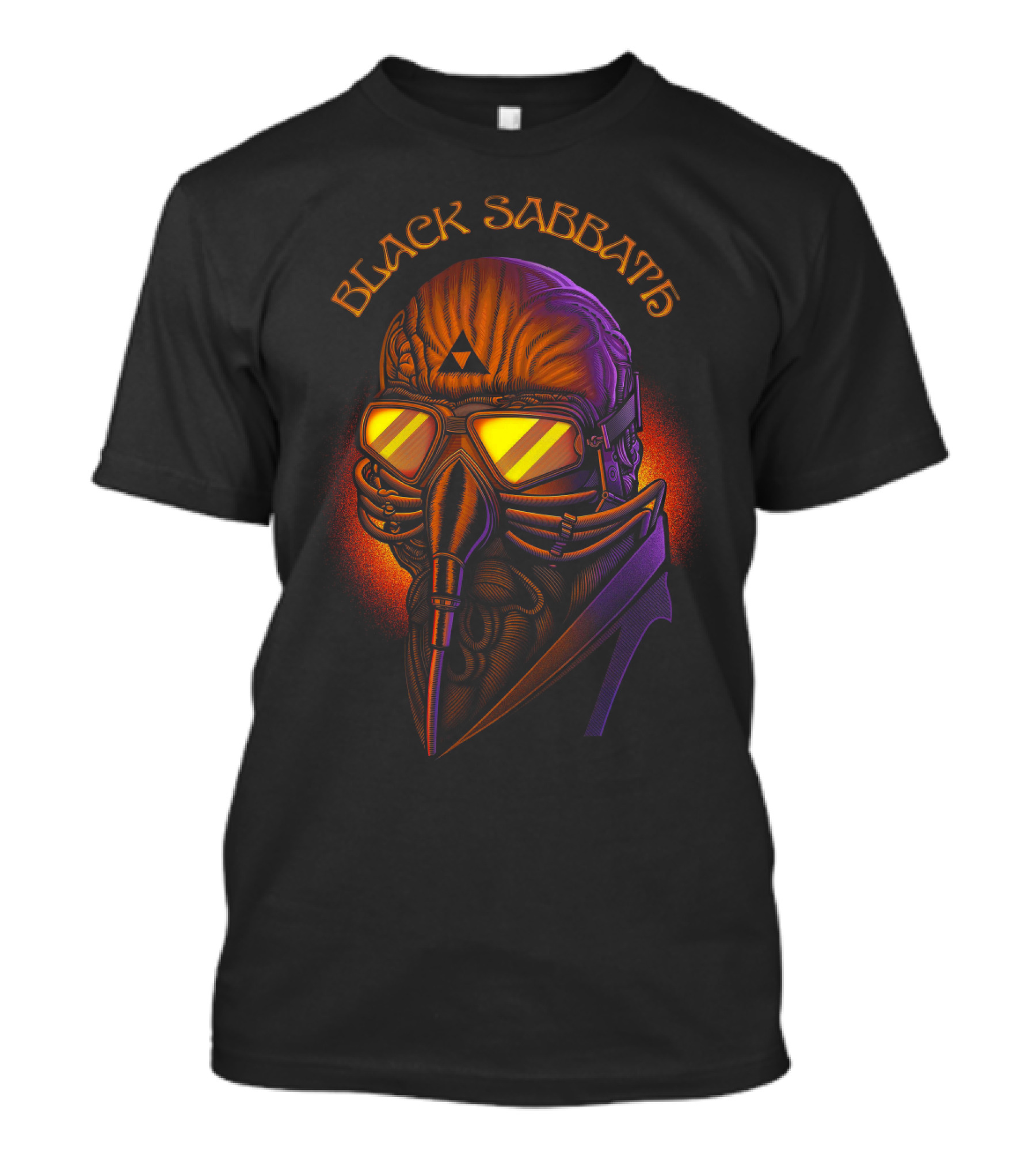 Black Sabbath Futuristic Pilot Helmet With Triangular Markings T-Shirt