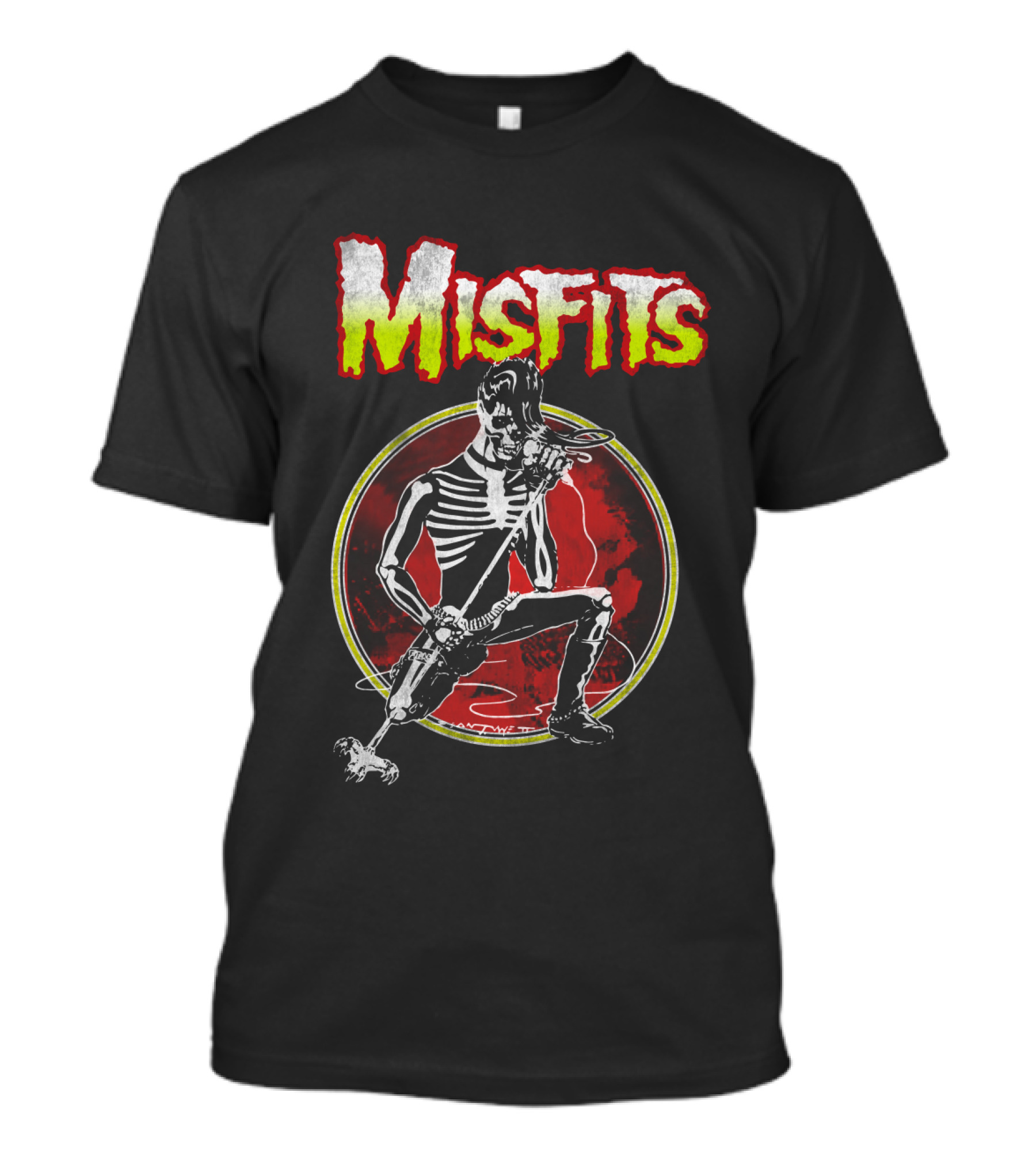 Misfits Skeleton Mic Rock Artwork T-Shirt