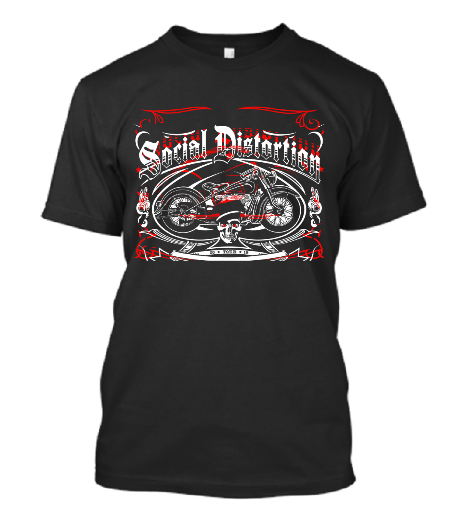 Social Distortion 2010 Tour Motorcycle Skull T-Shirt