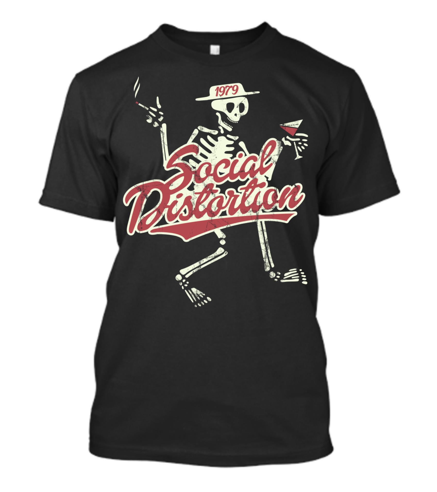 Social Distortion 1979 Skeleton Smoking And Drinking T-Shirt