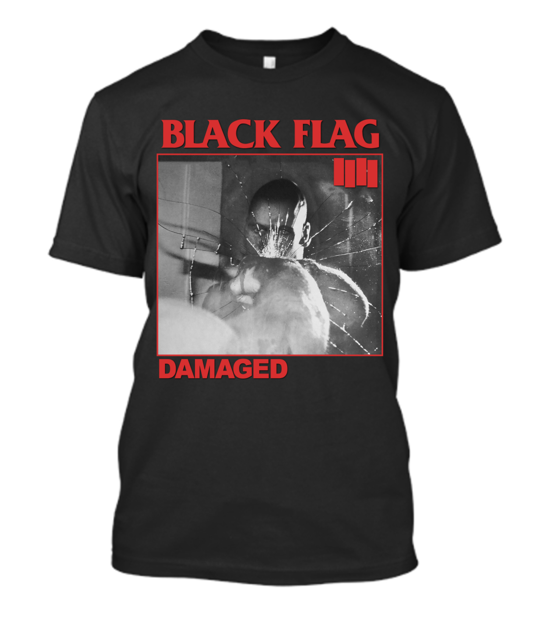 Black Flag Damaged Three Bars T-Shirt