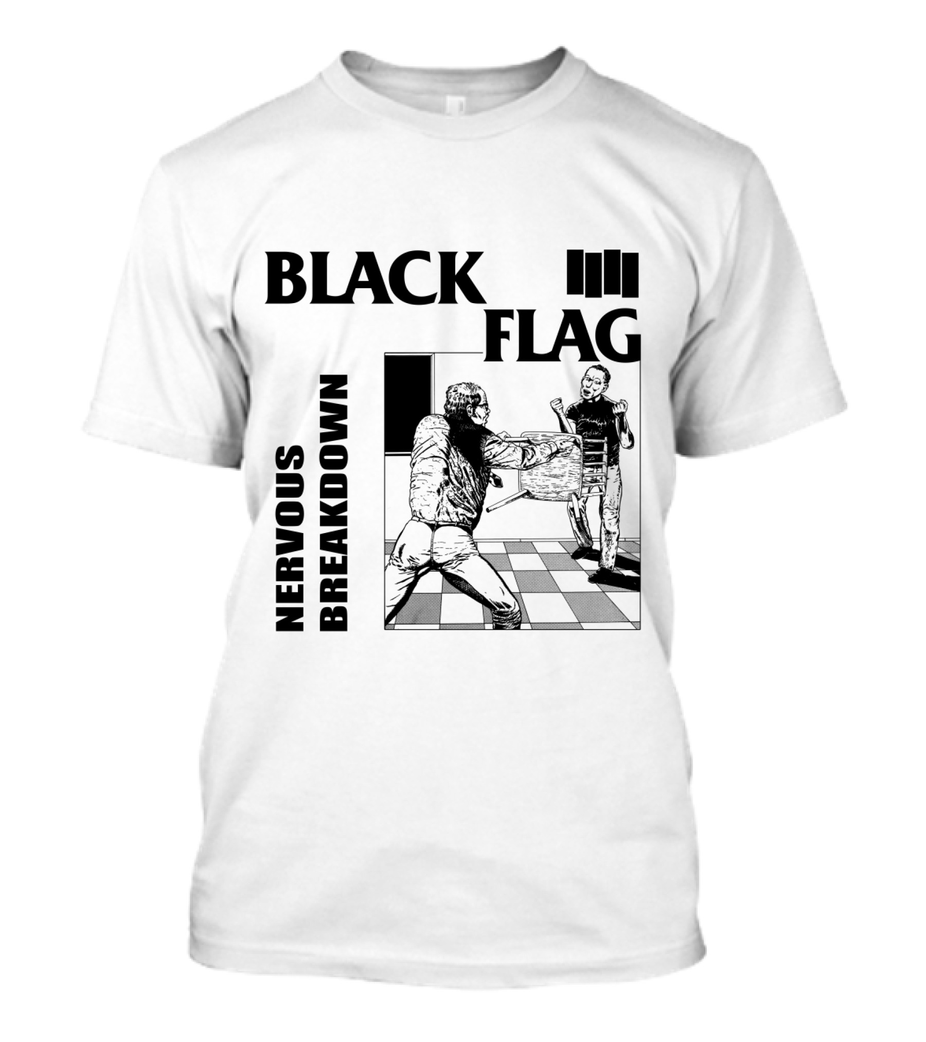 Black Flag Nervous Breakdown Chessboard Confrontation T-Shirt