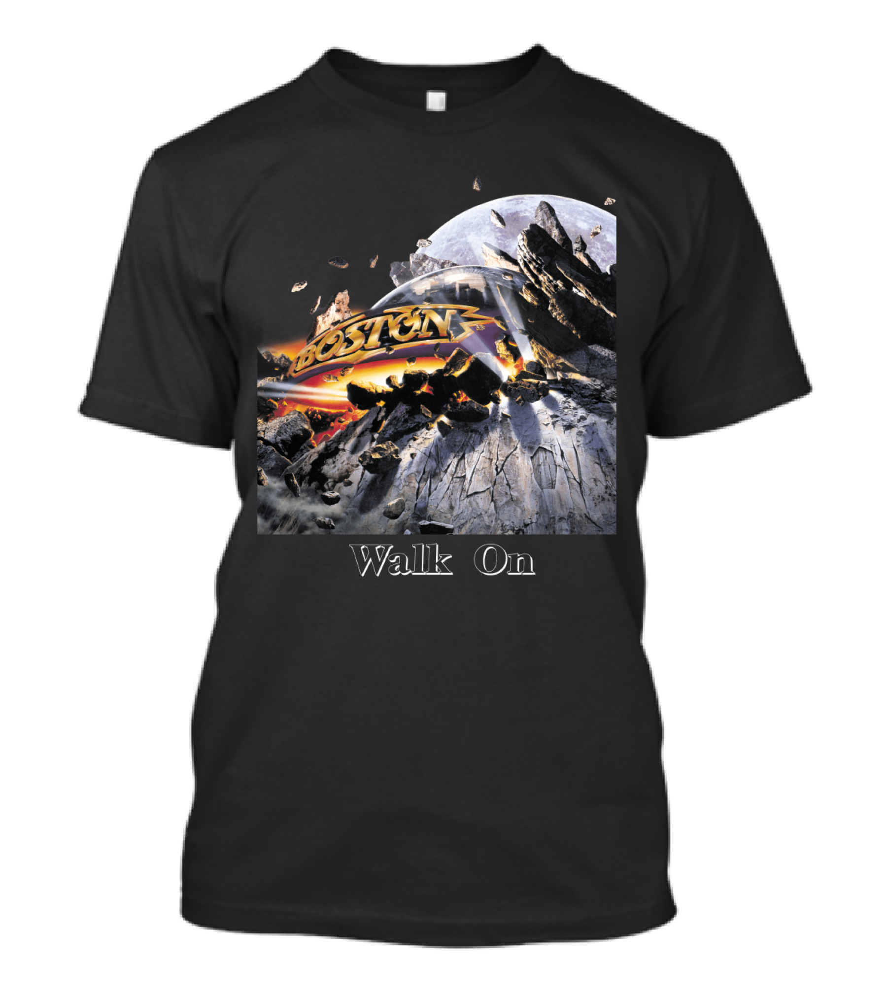 Boston Walk On Rock Explosion Moon Scene T-Shirt