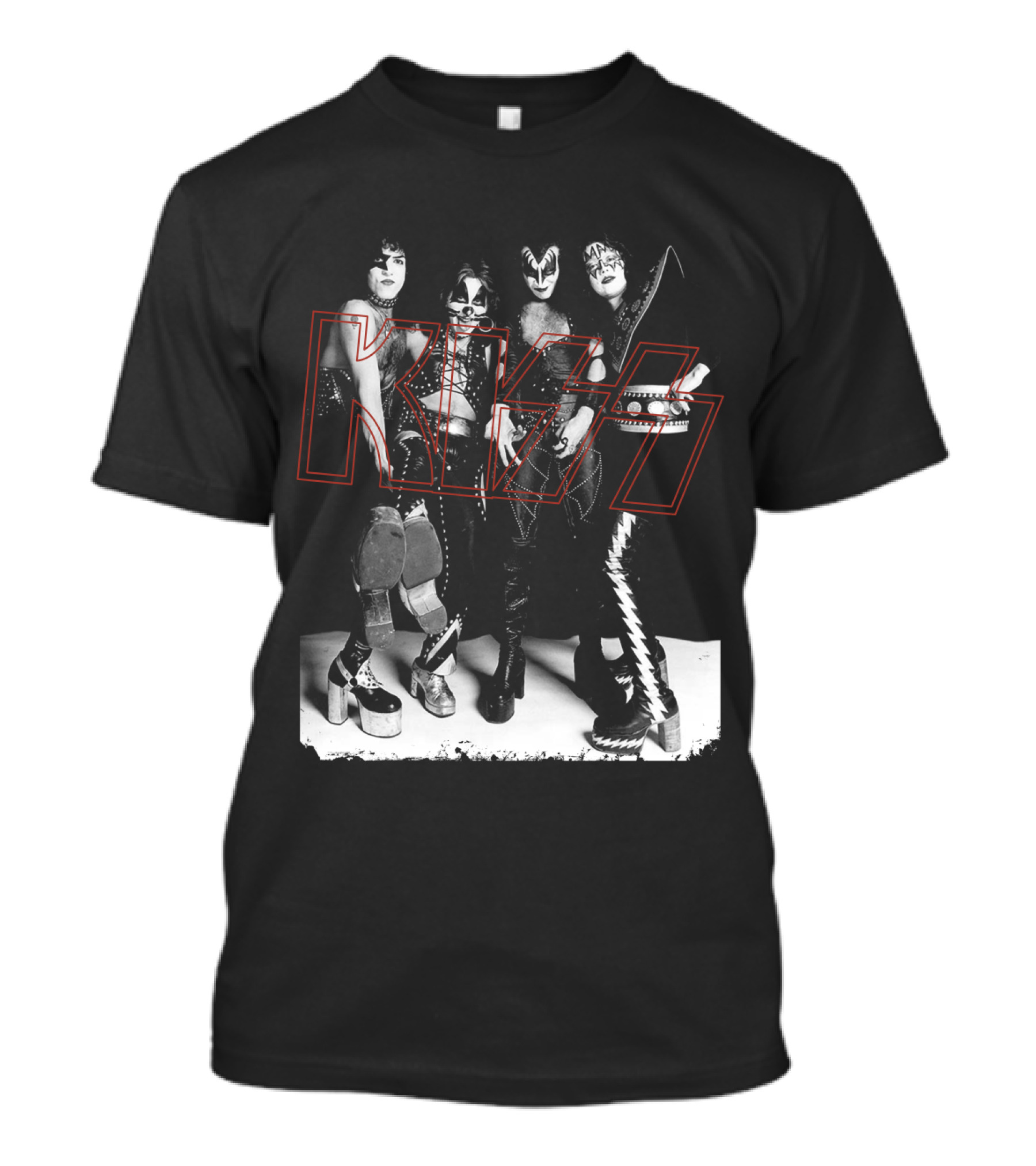 Kiss Band Classic Members Black And Whitephoto T-Shirt