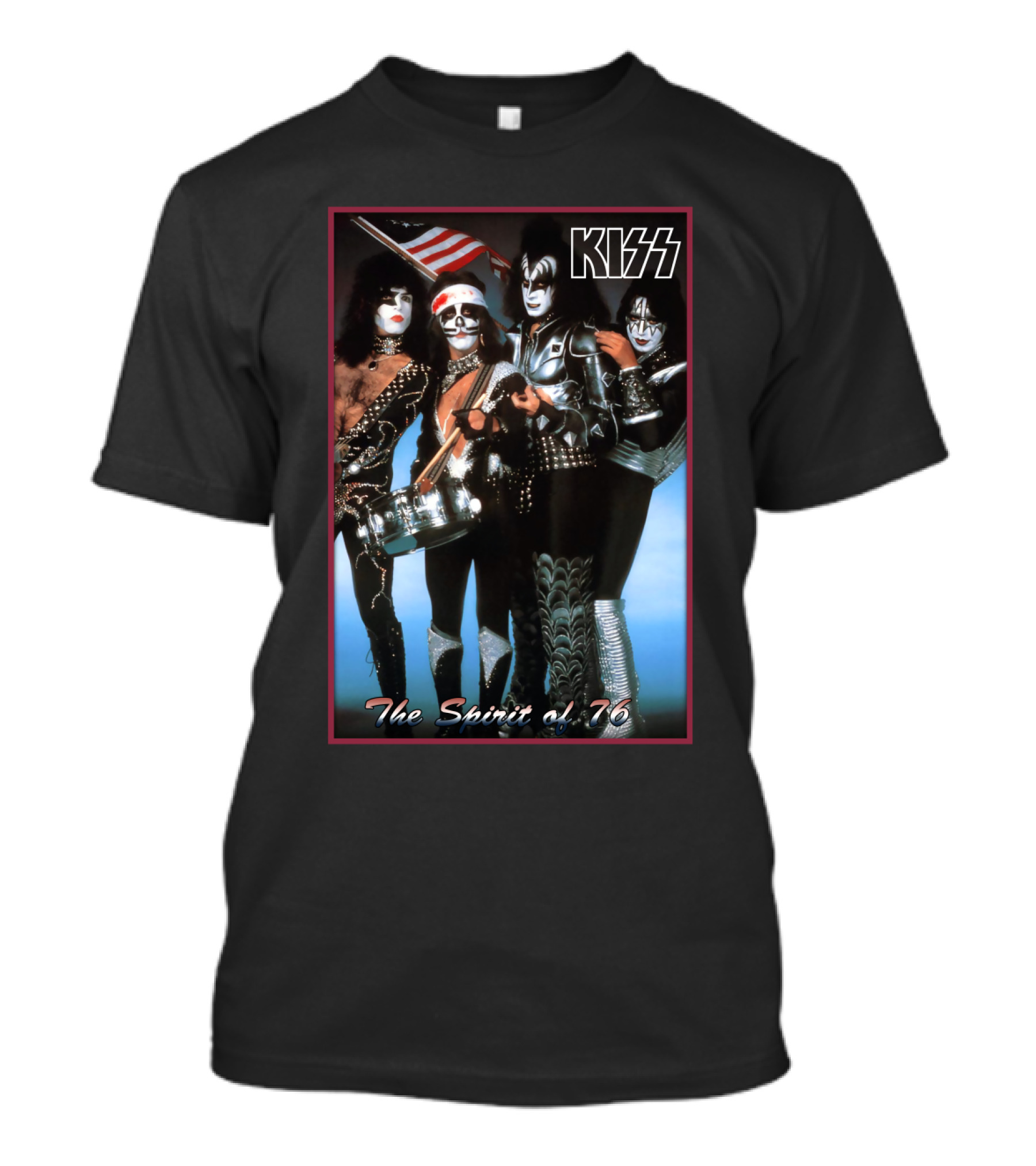 Kiss The Spirit Of '76 Band Portrait Poster With American Flag T-Shirt