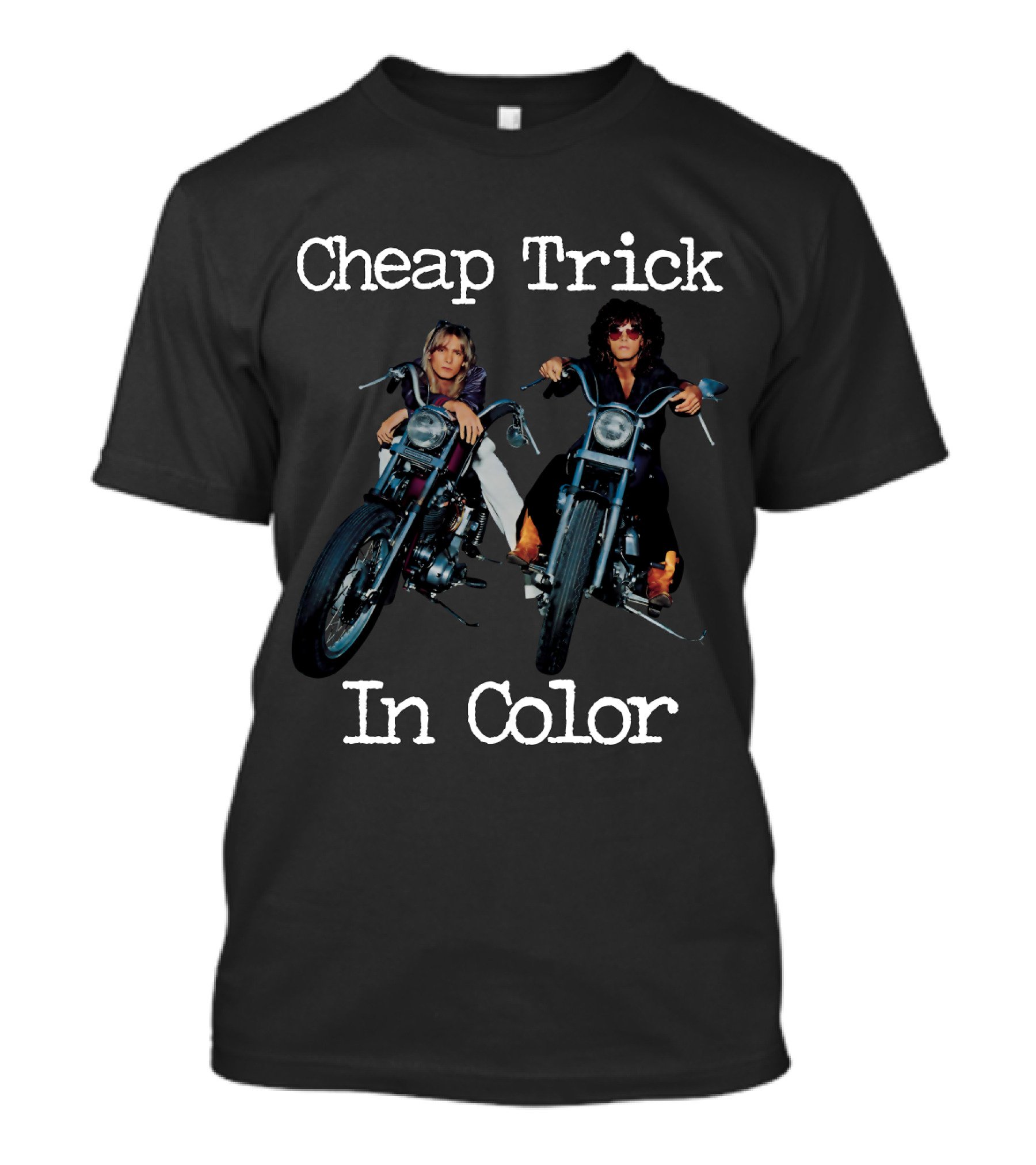 Cheap Trick In Color Motorcycle Duo T-Shirt