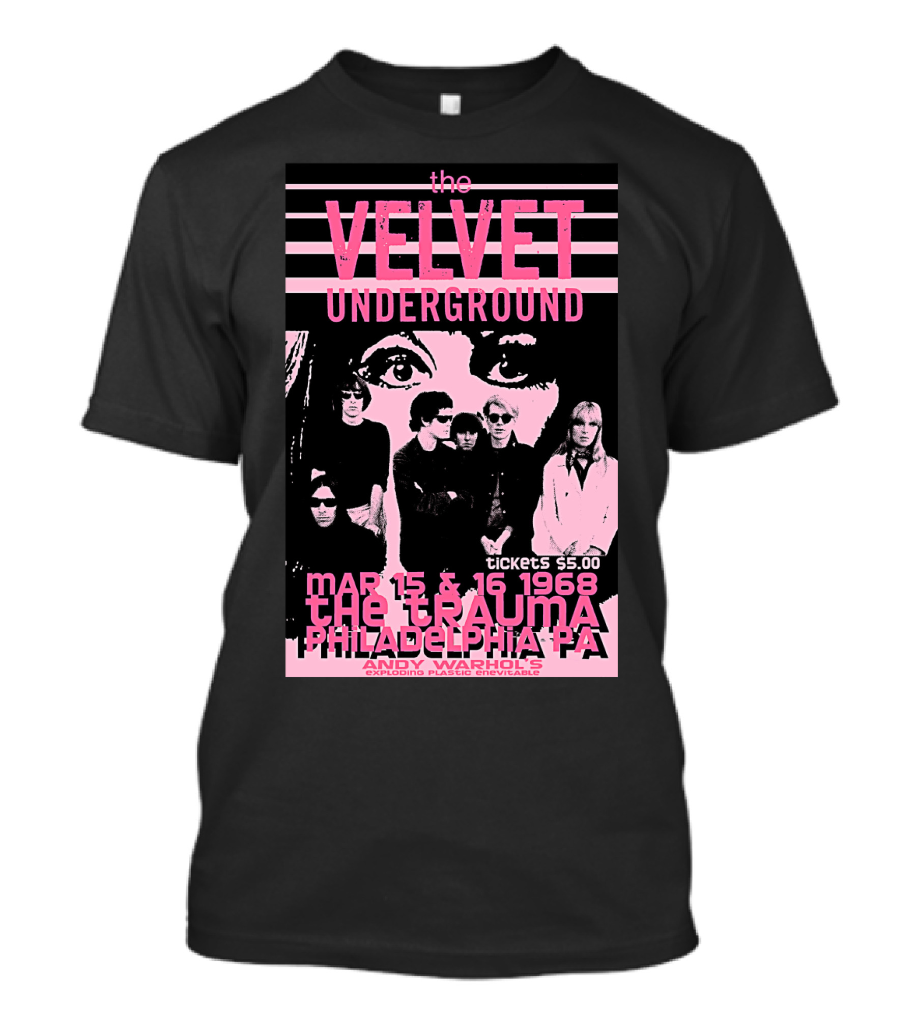 The Velvet Underground The Trauma Philadelphia Pa March 15 16 1968 Andy Warhol's Exploding Plastic Inevitable T-Shirt