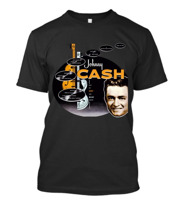 Johnny Cash Man In Black Hot And Blue Guitar Songs T-Shirt