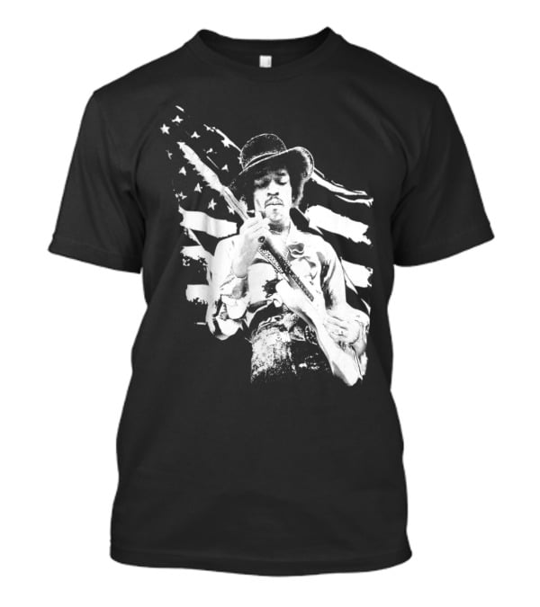 Jimi Hendrix American Flag Guitar Tribute T-Shirt