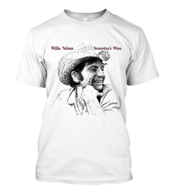 Willie Nelson Yesterday's Wine Portraitcowboy Hat Sketch T-Shirt