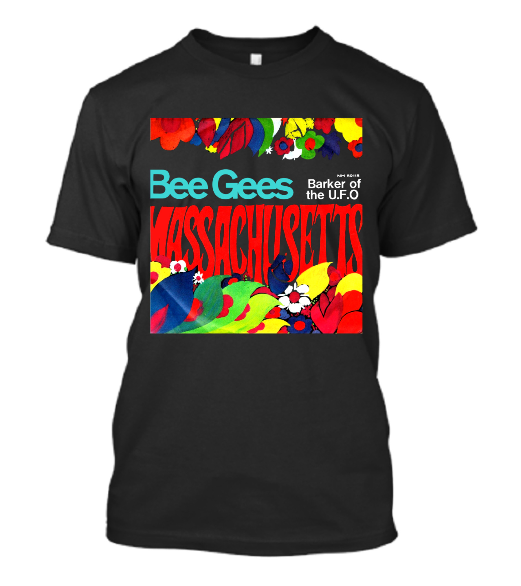 Bee Gees Massachusetts Barker Of The U.f.o. Floral Psychedelic Theme T-Shirt
