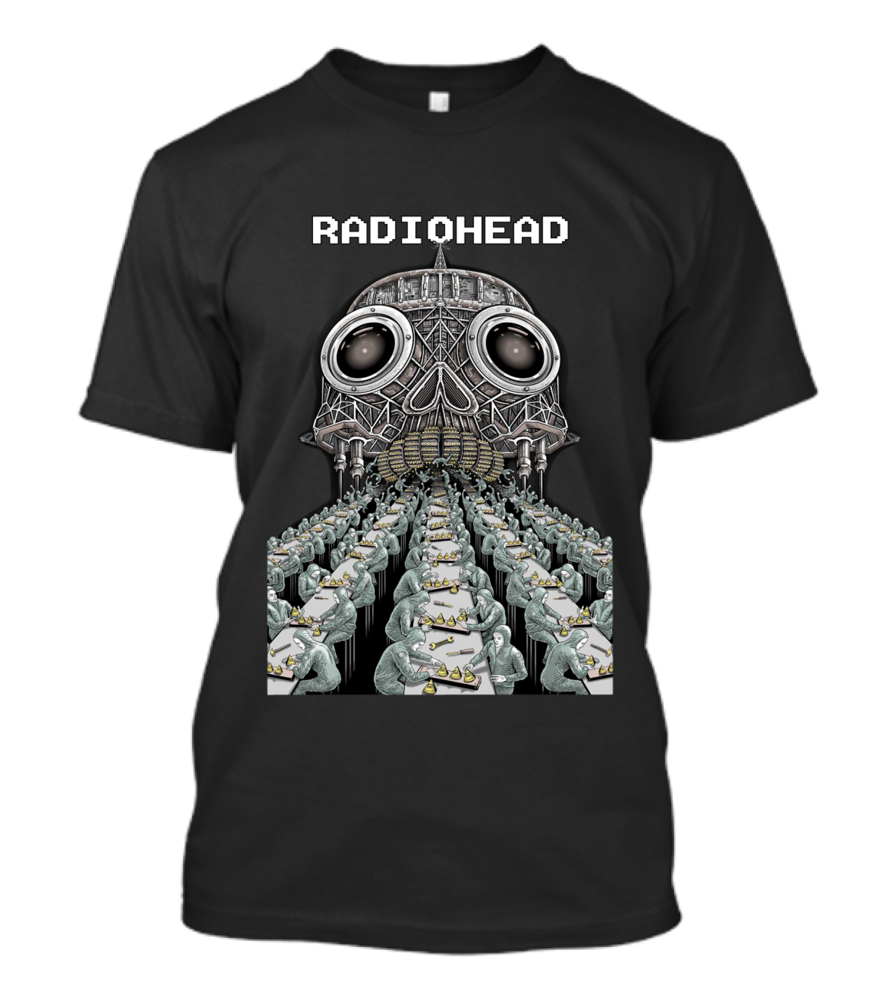 Radiohead Skull Factory Assembly Line Art T-Shirt