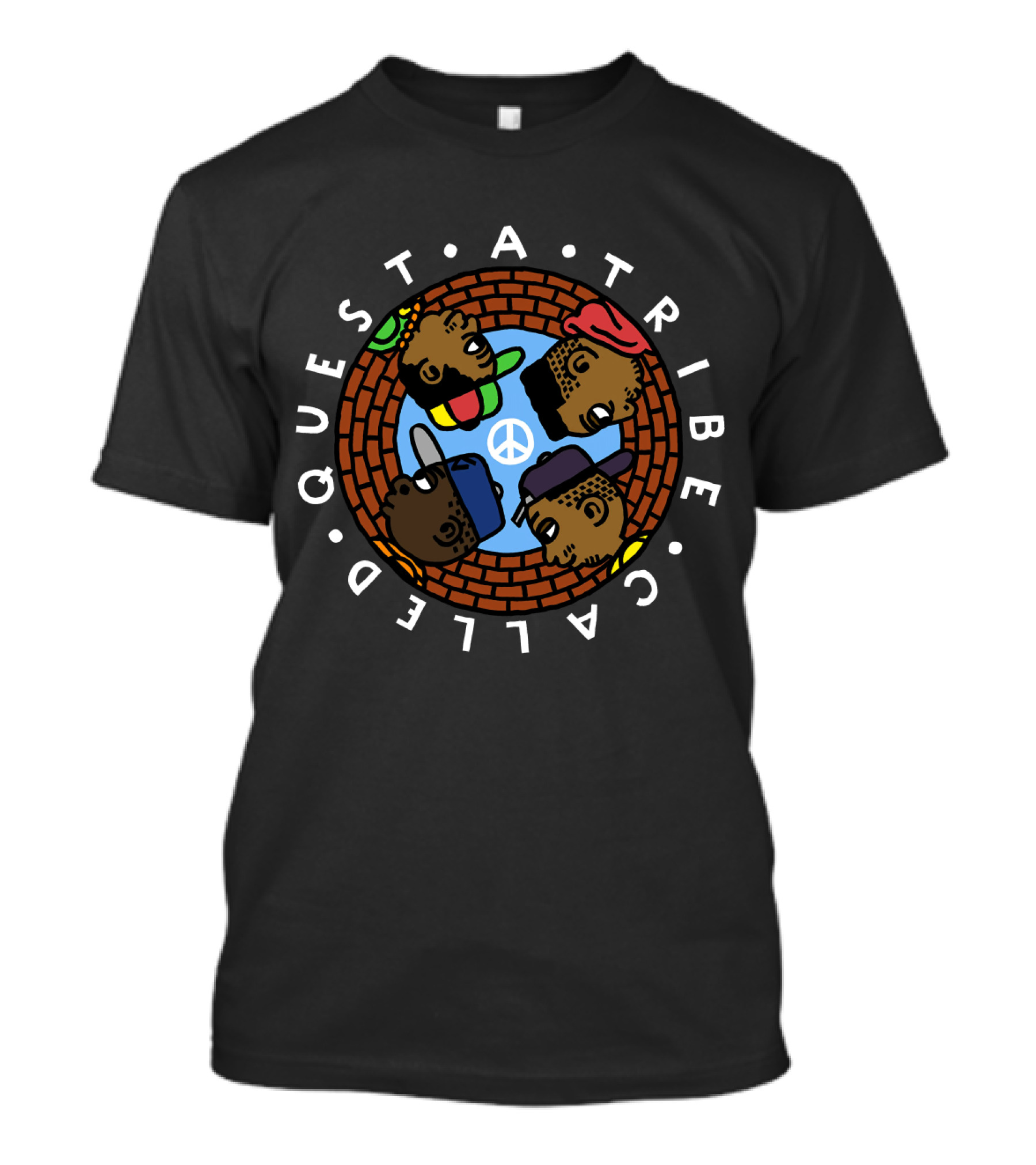 A Tribe Called Quest Peace Symbol Characters In Circle T-Shirt