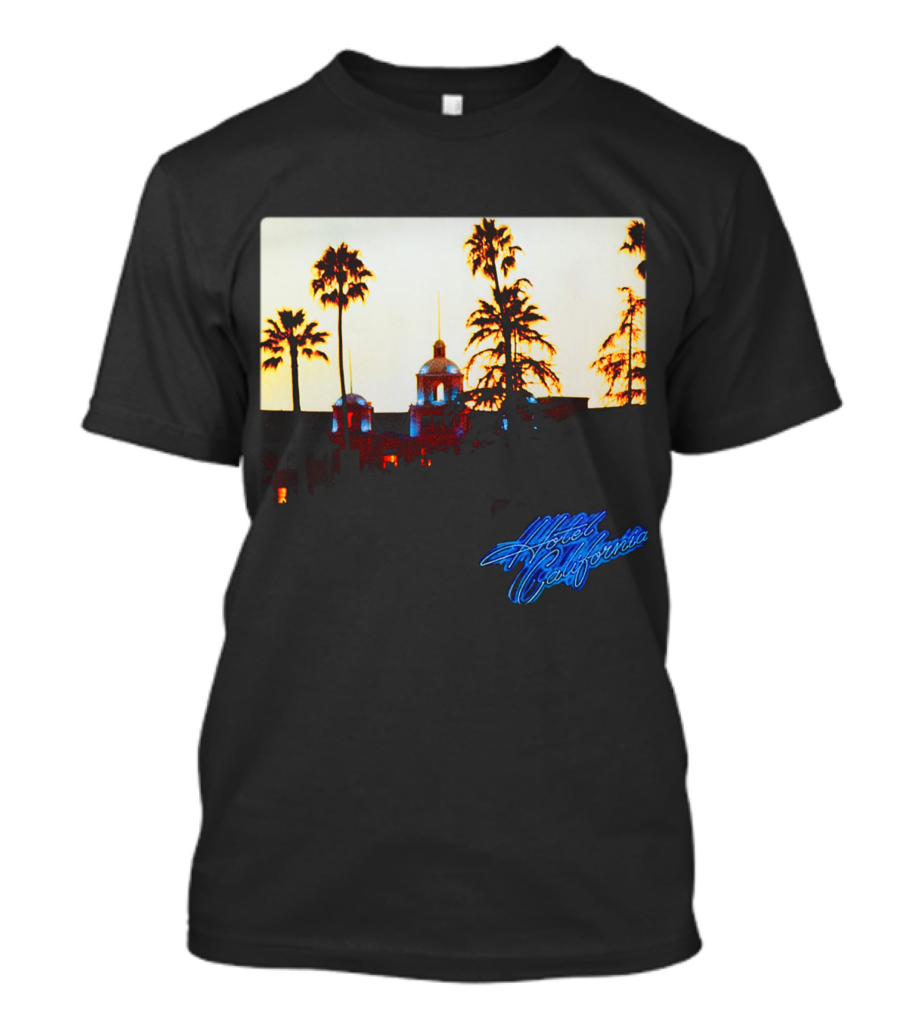 The Eagles Hotel California Neon Palm Sunset T-Shirt