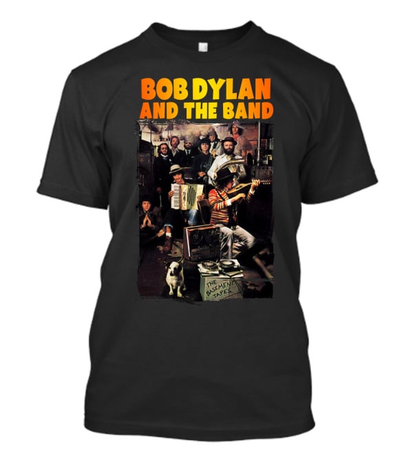 Bob Dylan And The Band The Basement Tapes Group Photo With Instruments And Dog T-Shirt
