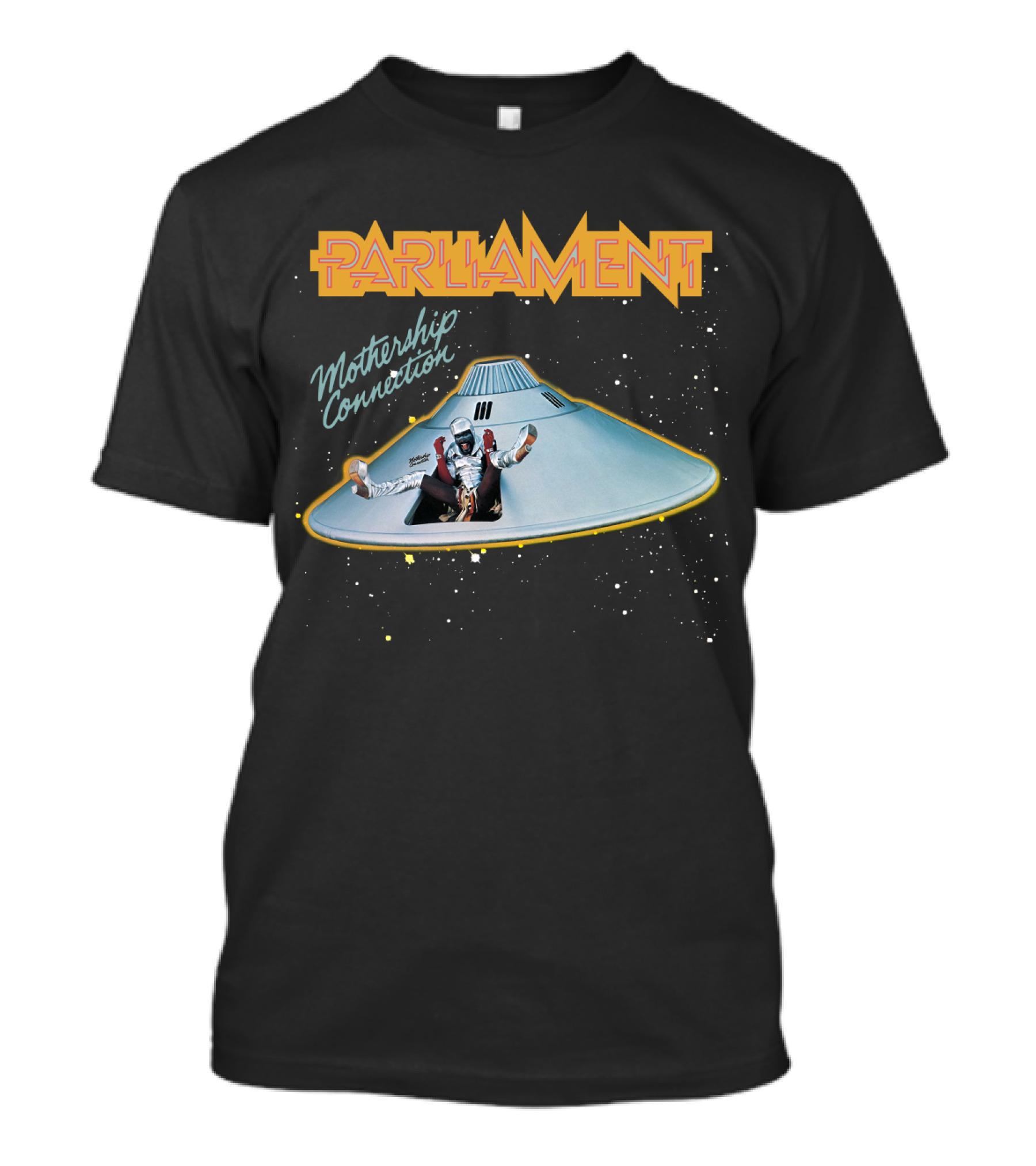 Parliament Funkadelic Mothership Connection Album Cover Iconic Spaceship T-Shirt