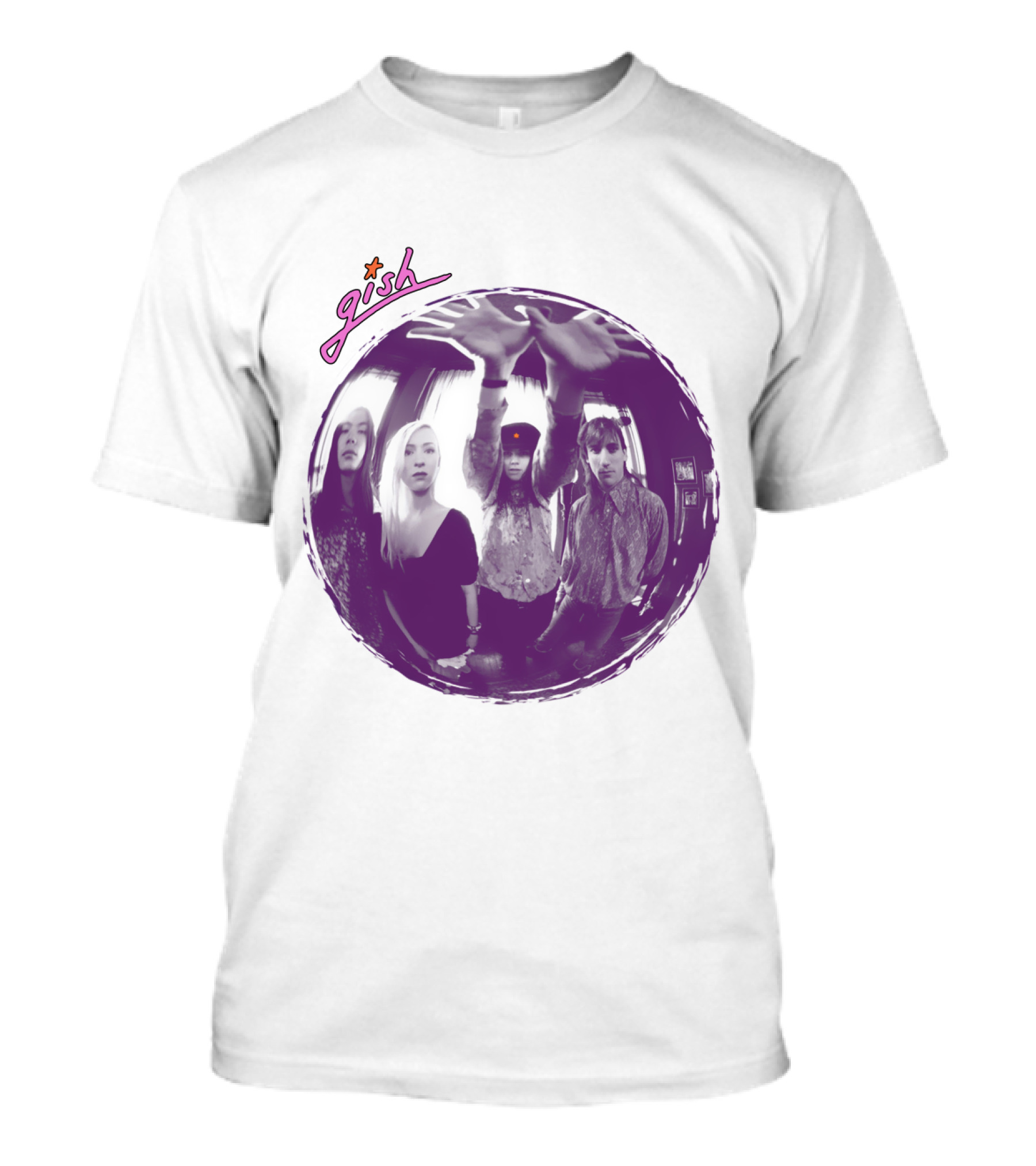The Smashing Pumpkins Gish Album Band Photo With Purple Circle And Text T-Shirt