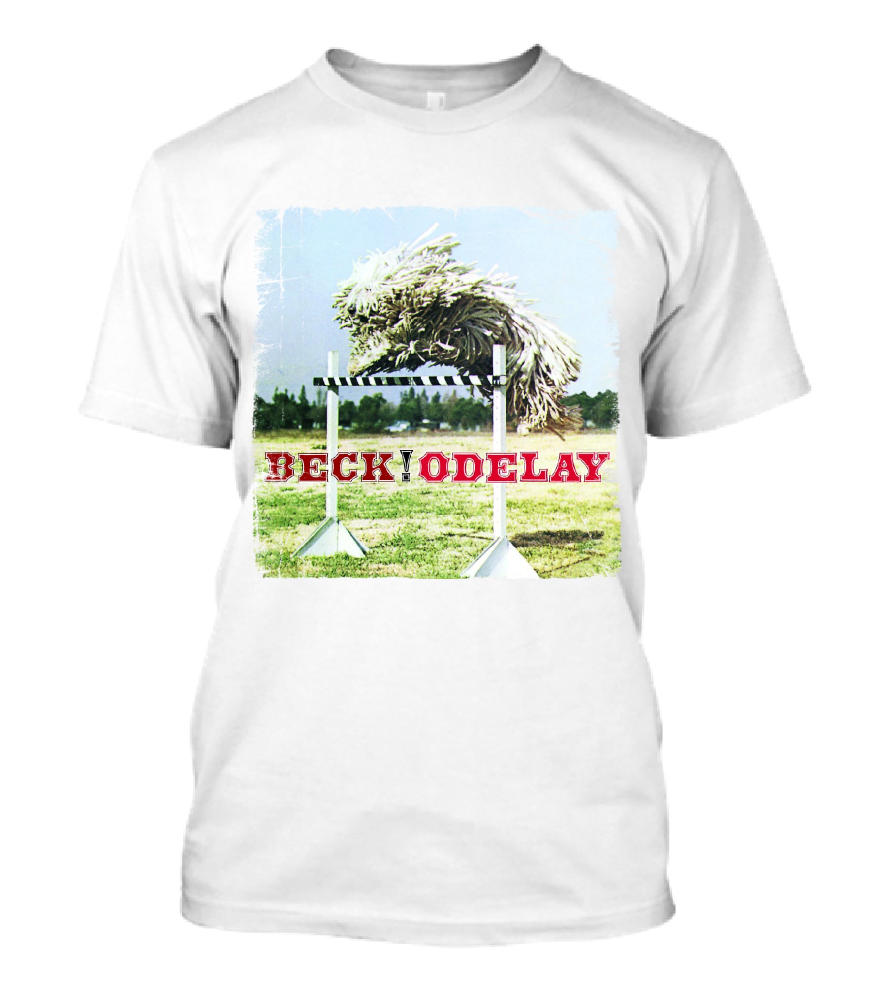 Beck Odelay Album Cover Dog Jumping Hurdle T-Shirt