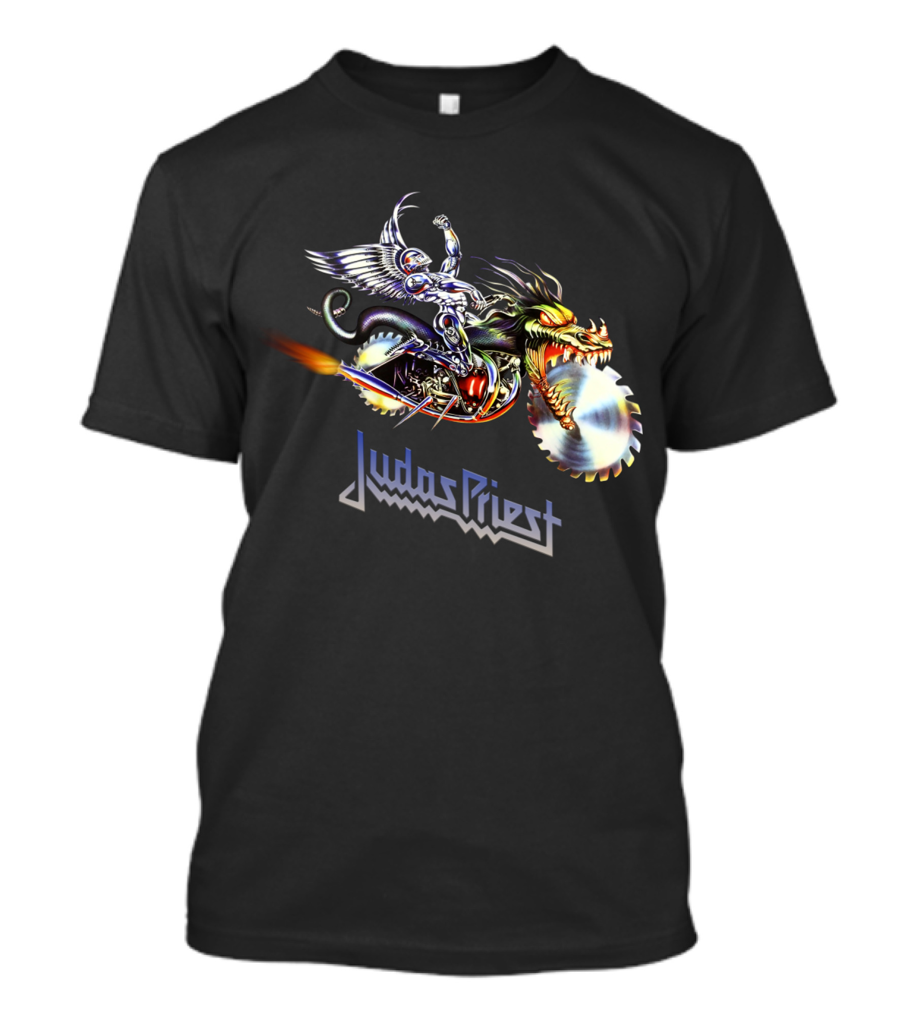 Judas Priest Painkiller Winged Rider On Dragon Motorcycle With Saw Blades T-Shirt