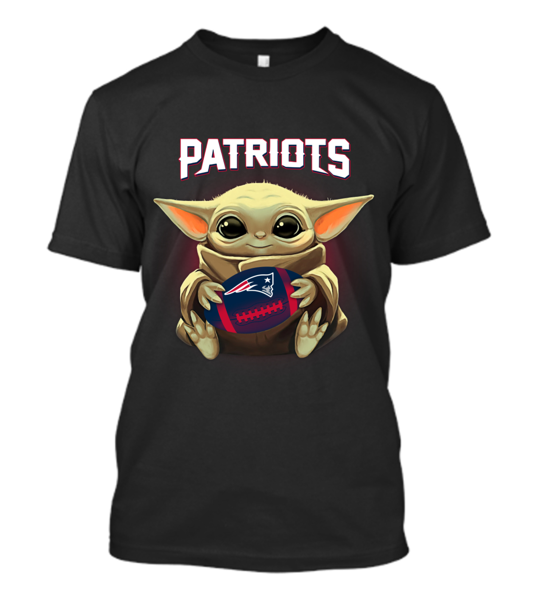 Patriots Baby Yoda Holding New England Football T-Shirt