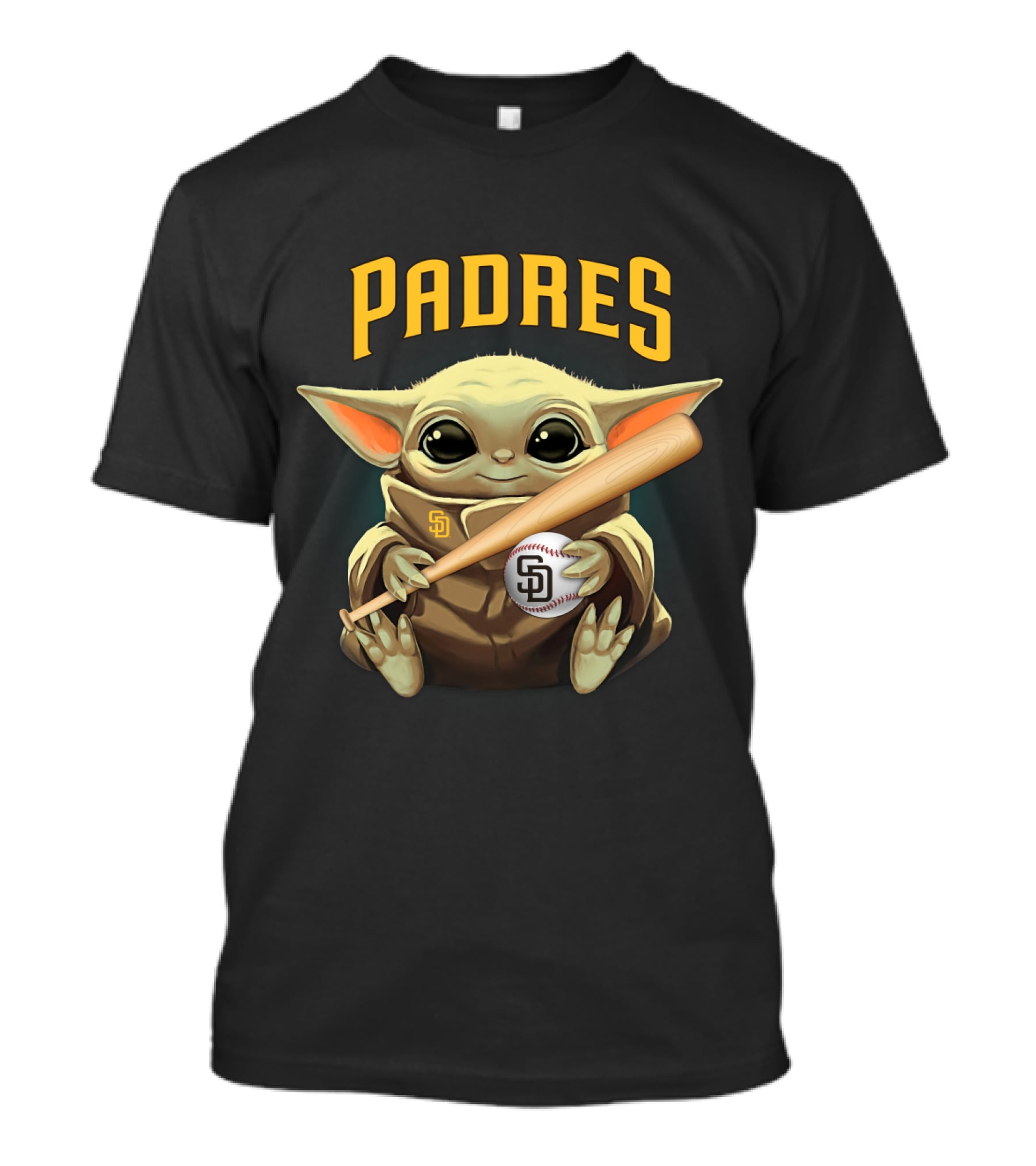 Padres Baby Yoda With Bat And Ball Sd T-Shirt