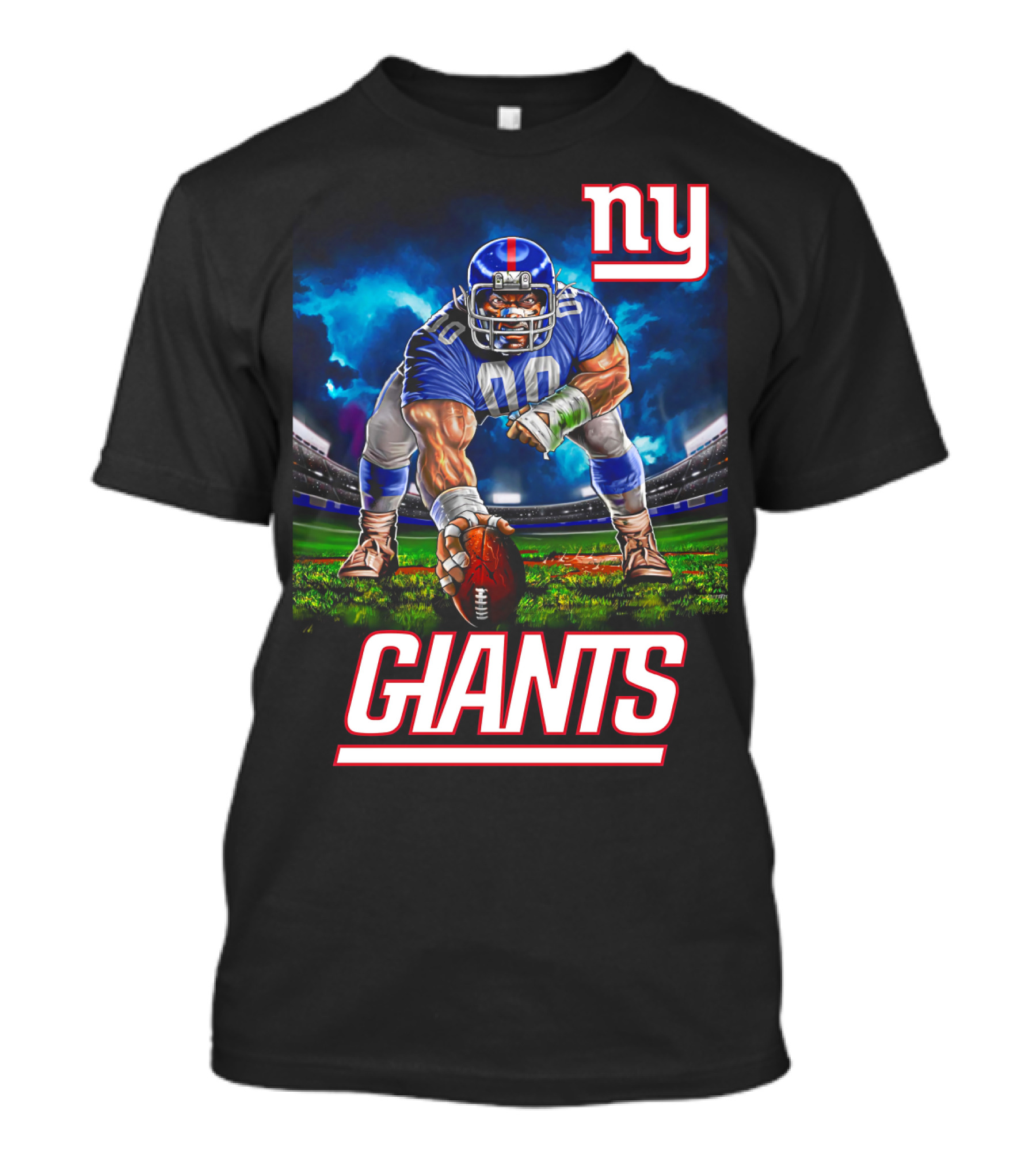 Ny Giants Football 3 Point Stance Nfl Stadium Scene T-Shirt