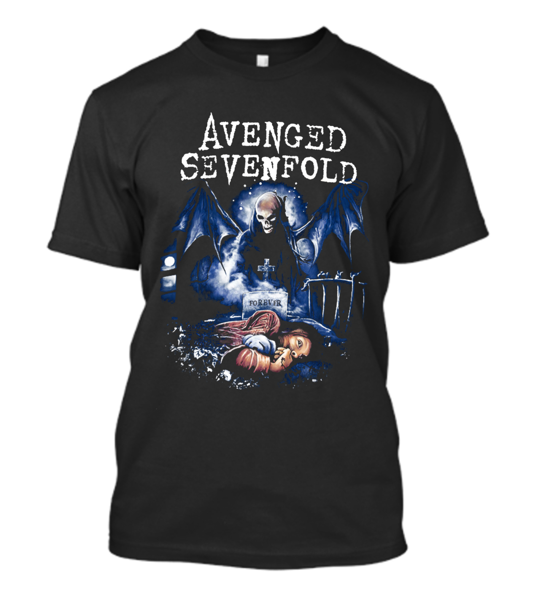 Avenged Sevenfold Forever Grim Reaper Wings Cemetery Scene T-Shirt