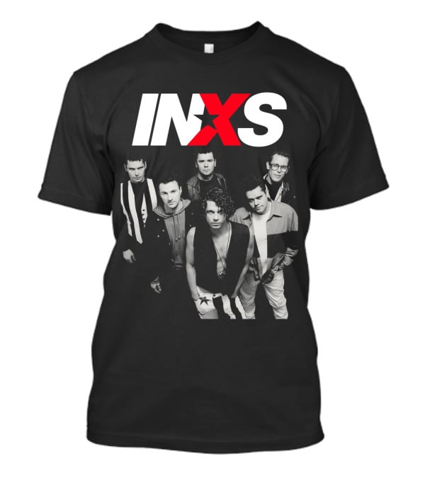 Inxs Band Black And White Group Photo With Red T-Shirt