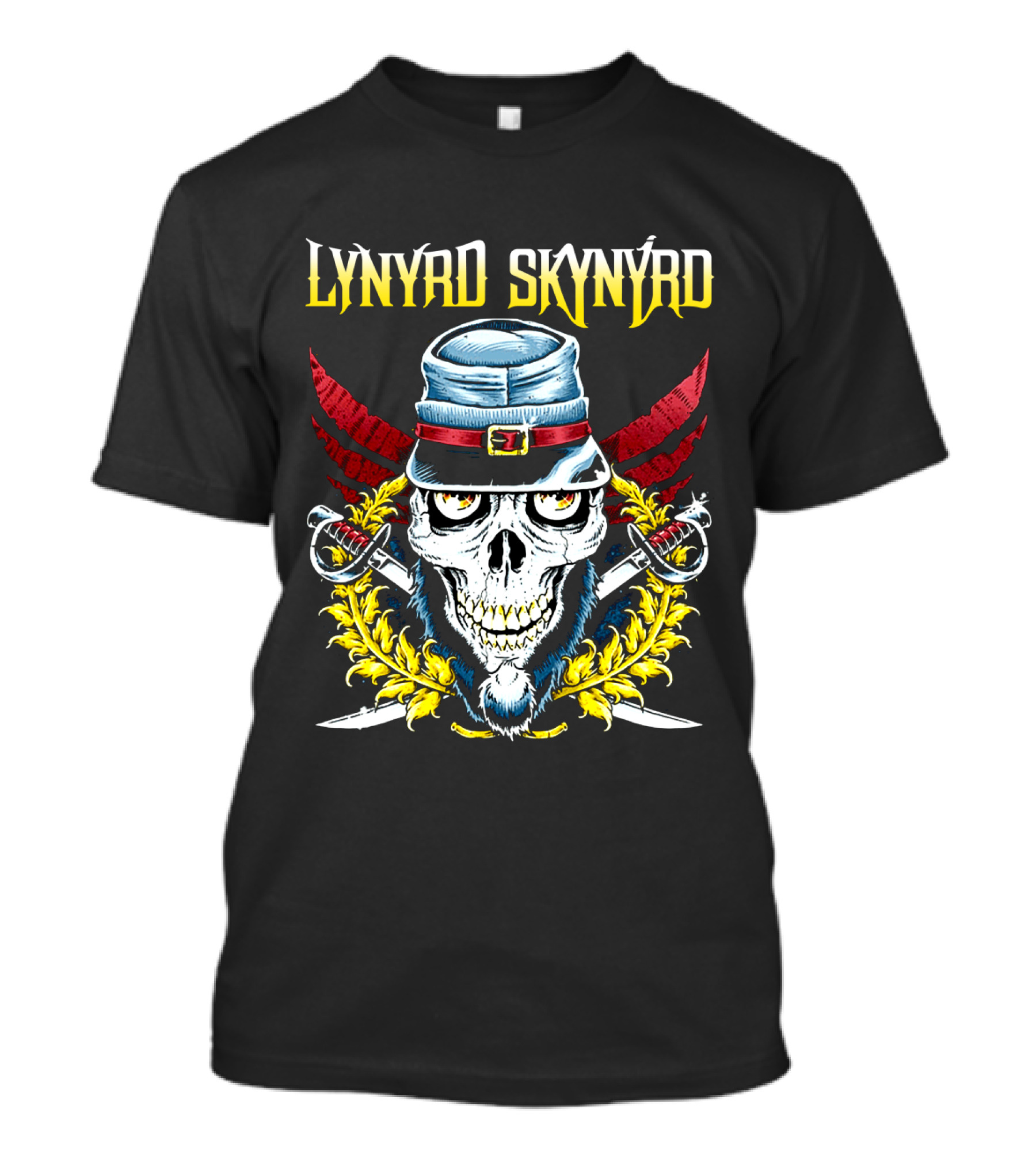 Lynyrd Skynyrd Skull Hat Swords Wings Crest T-Shirt
