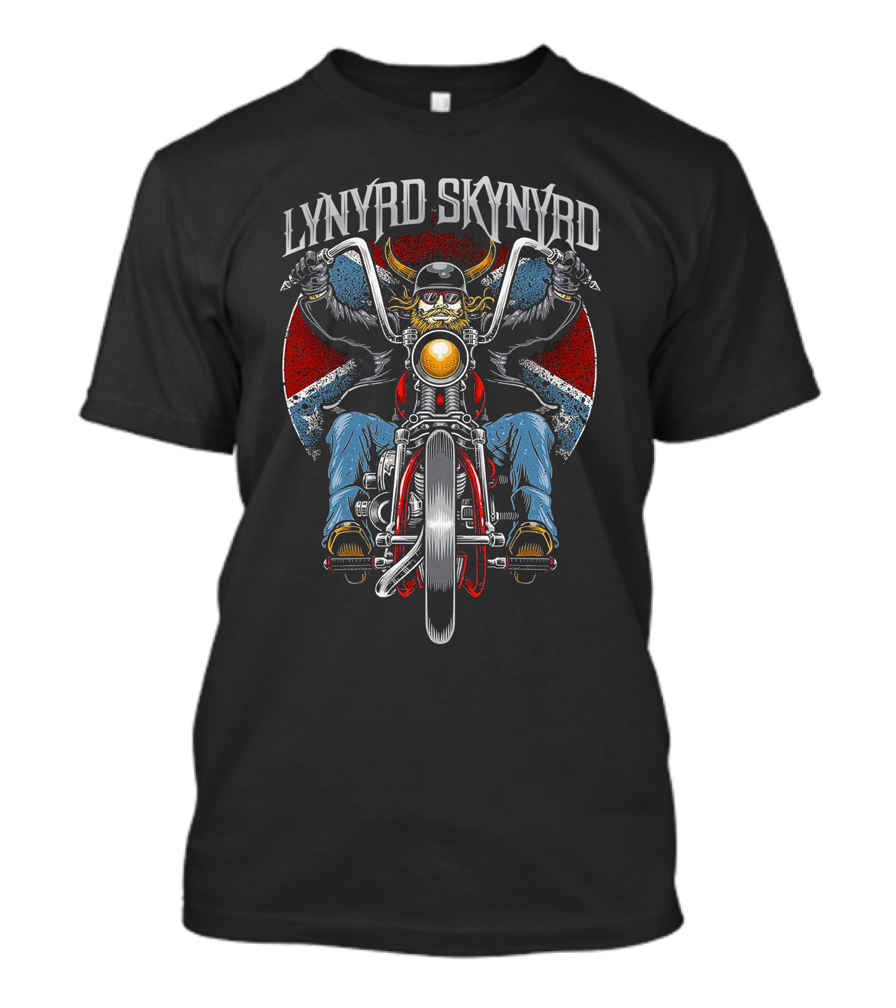 Lynyrd Skynyrd Biker Riding Motorcycle With Retro Background T-Shirt