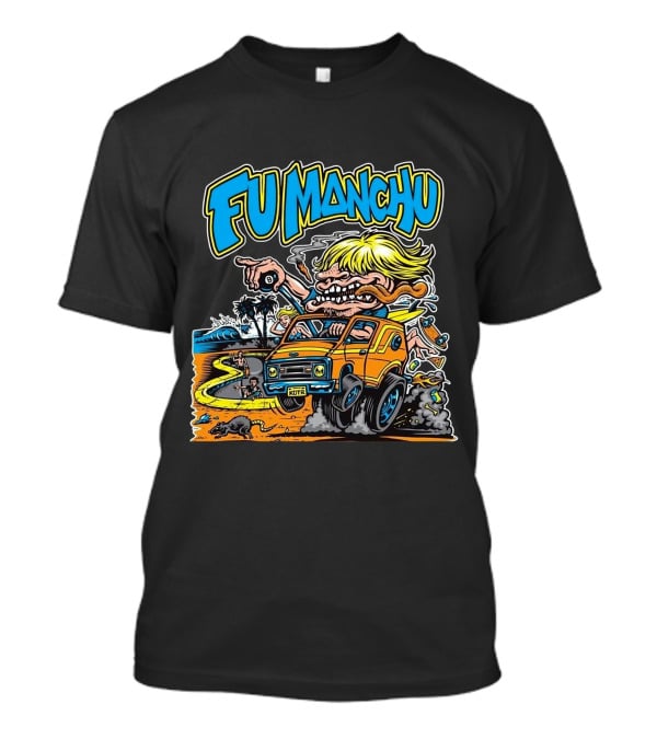 Fu Manchu Surf Adventure Vintage Car Beach Scene T-Shirt