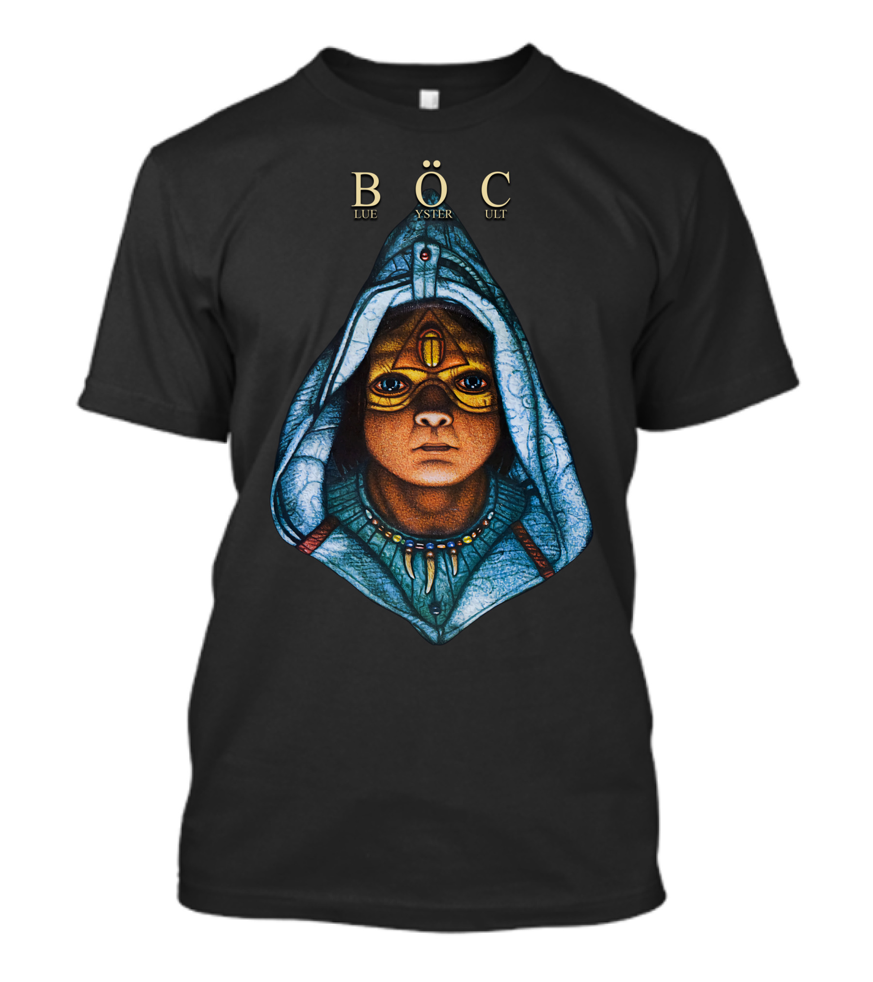 Böc Blue Öyster Cult Hooded Figure Art T-Shirt