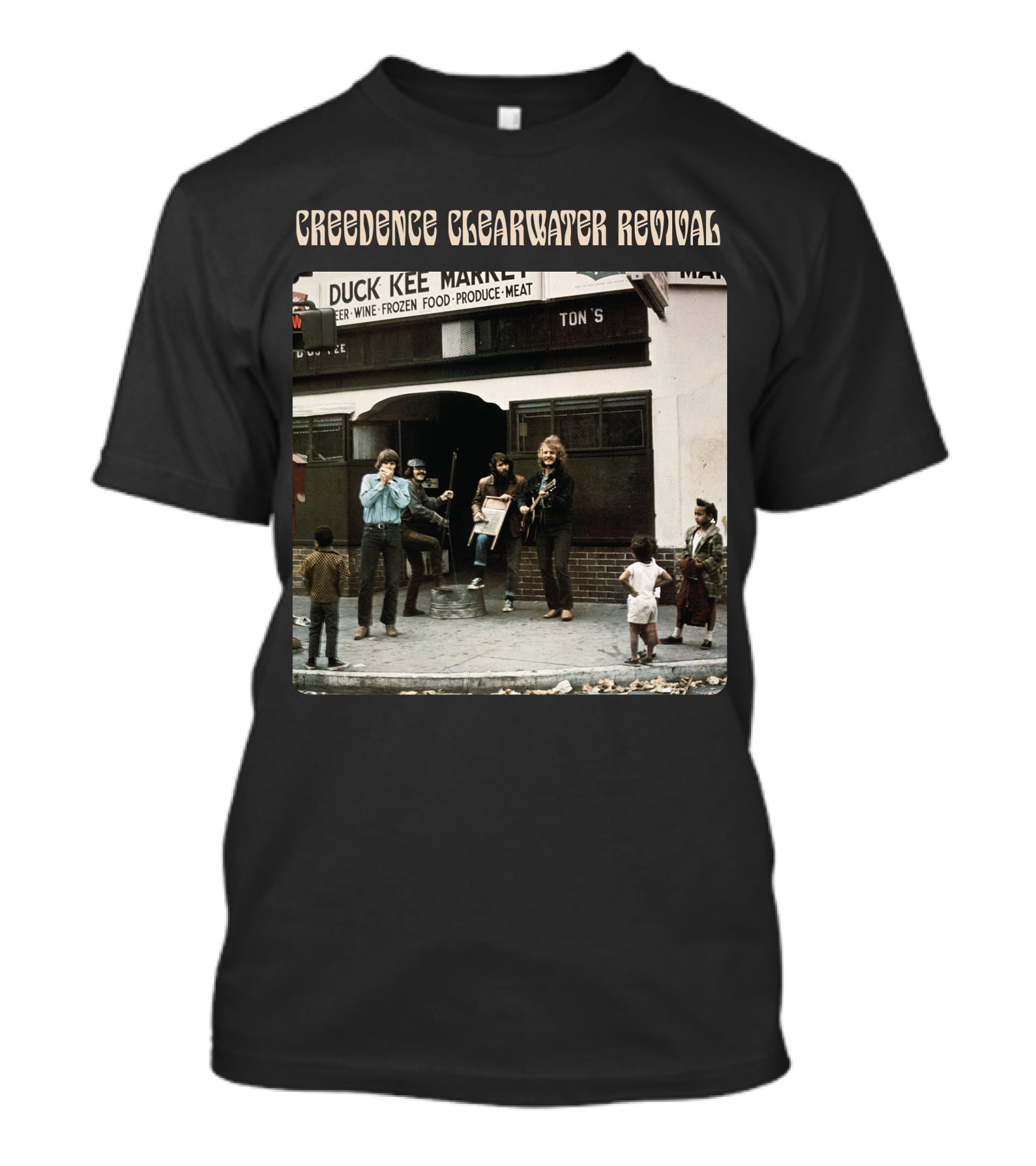 Creedence Clearwater Revival Duck Kee Market Street Performance Album Cover T-Shirt