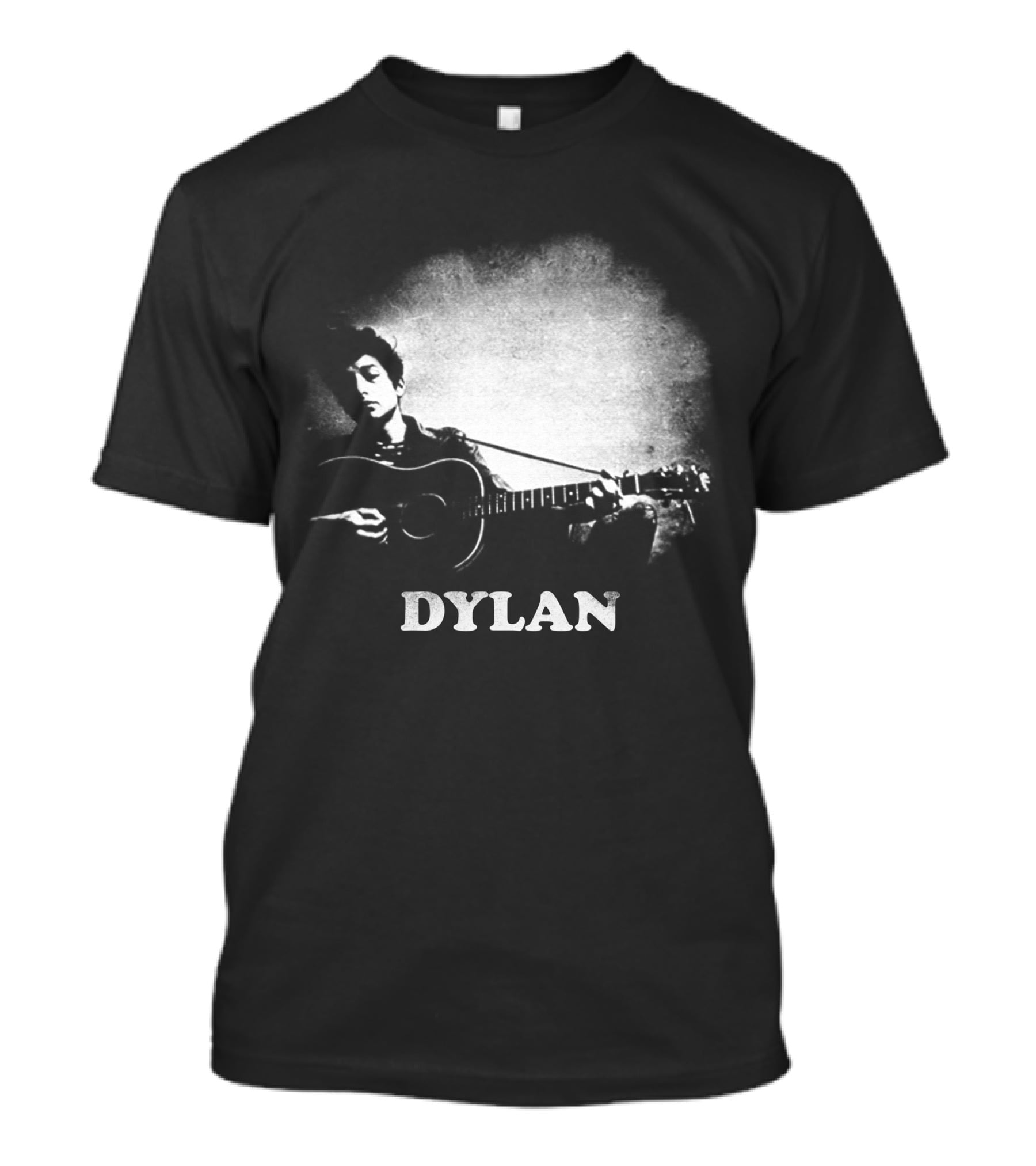 Dylan Acoustic Guitar Player Black And White Silhouette T-Shirt