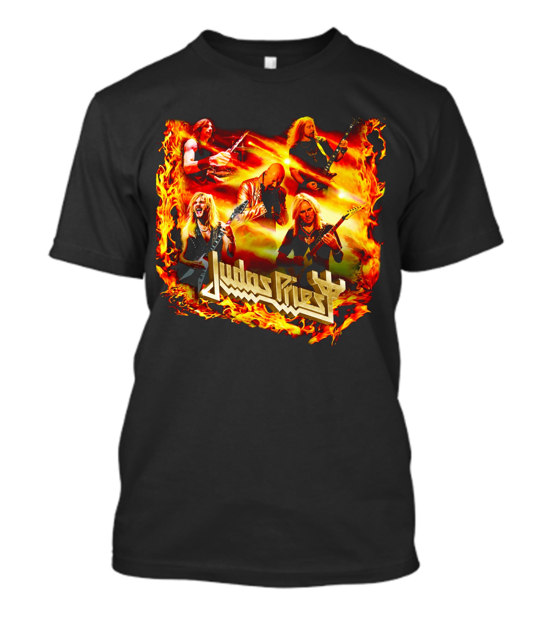 Judas Priest Band Members In Fiery Background Jdpr T-Shirt