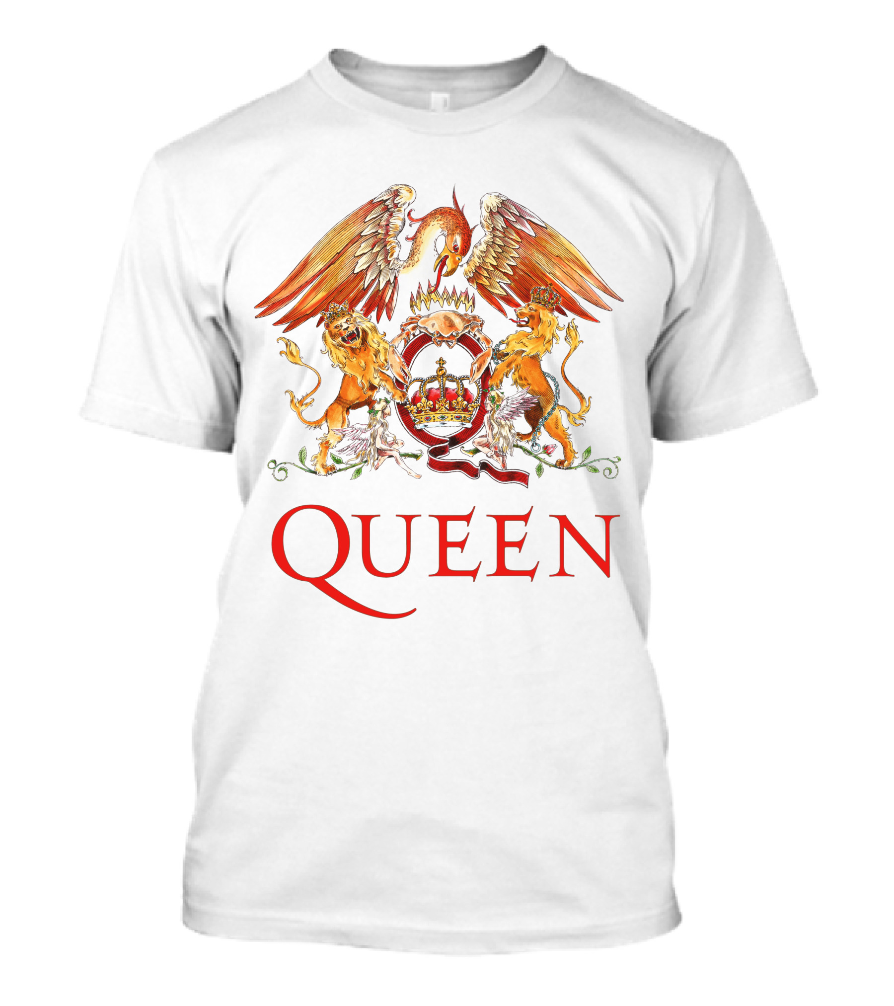 Queen Crest Logo With Two Lions And Phoenix T-Shirt