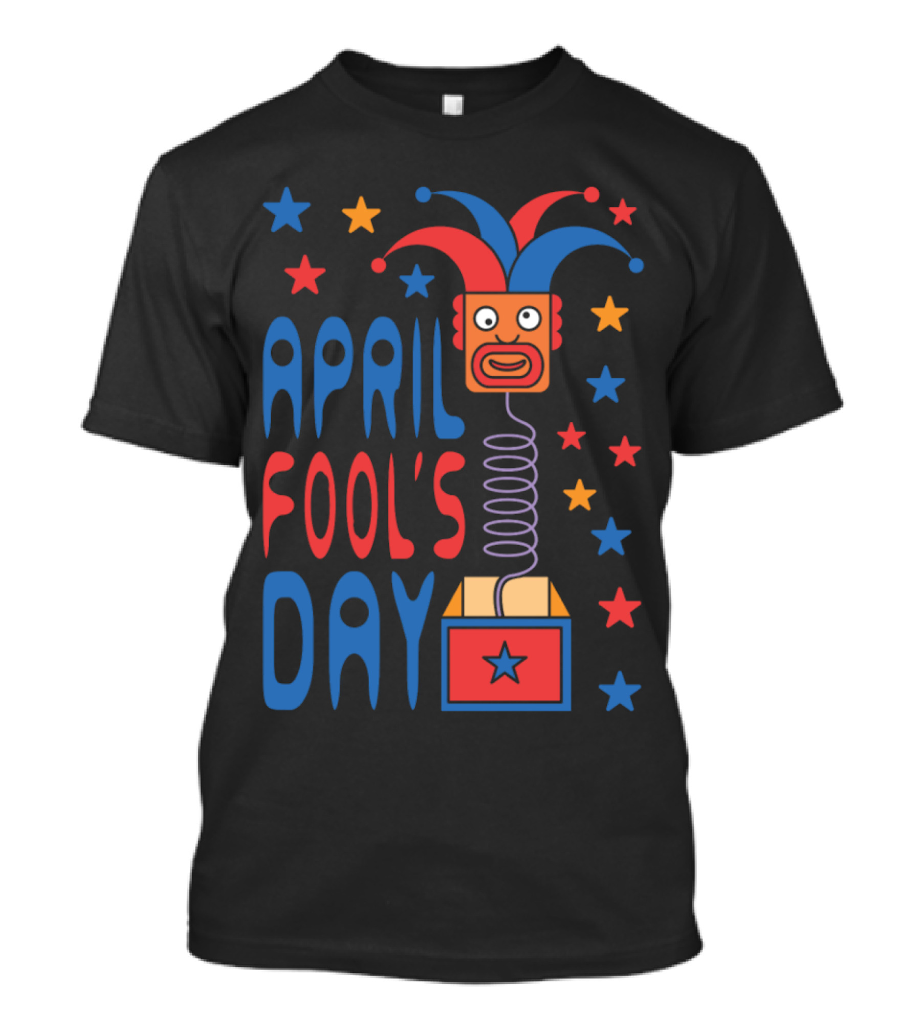 April Fool's Day Jack-in-the-Box Stars And Jester Hat T-Shirt