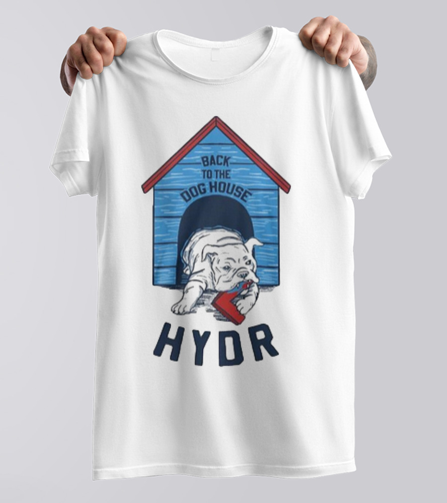 Back To The Dog House HYDR Bulldog With Doghouse And Letter C T-Shirt