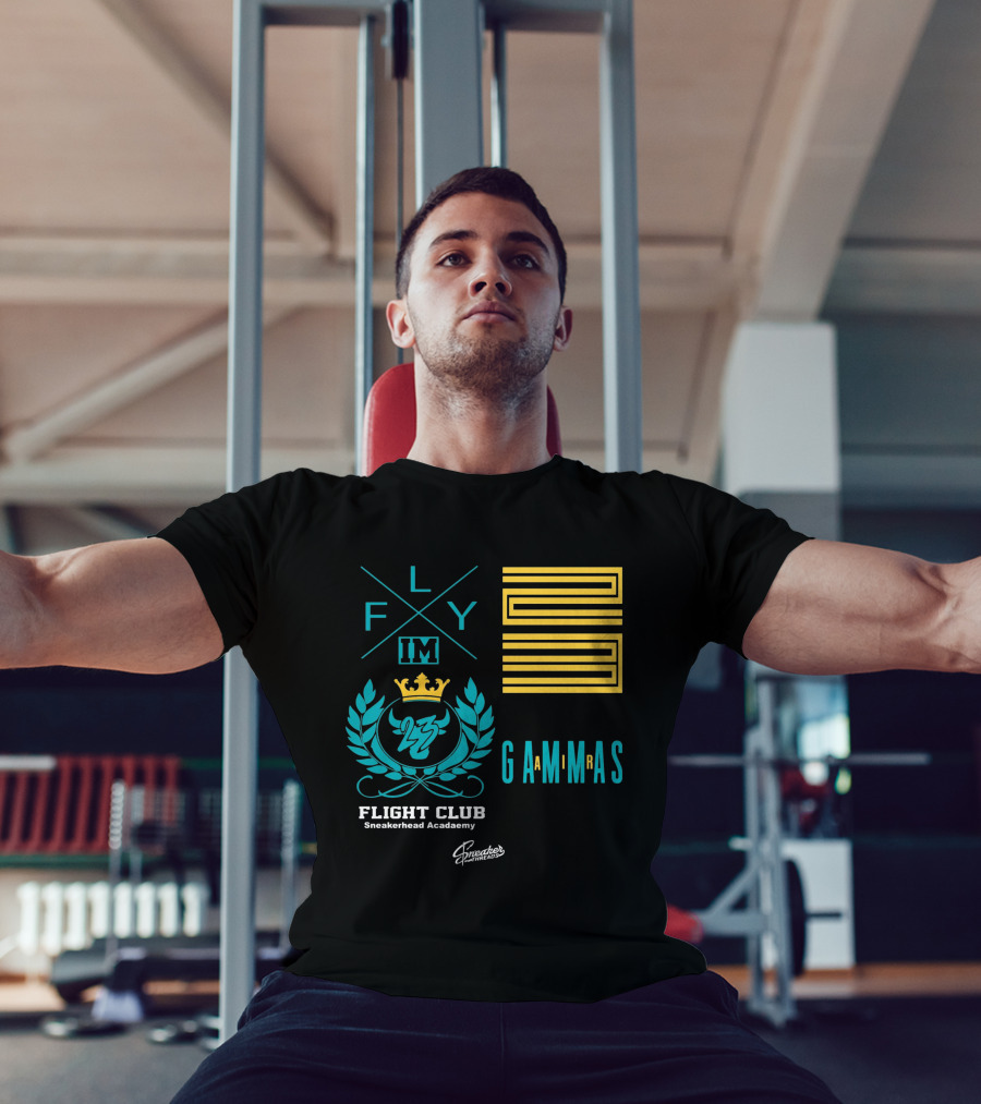 Jordan 11 Gamma Blue Flight Club Sneakerhead Academy Fly Gammas Gammas 23 Crown Laurels T-Shirt